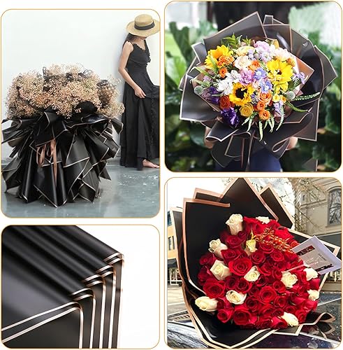 Vista 10 de FUSHENMU 20 hojas de papel de regalo de flores, ramo de flores, impermeable, suministros de ramo de papel para manualidades, envoltura de flores