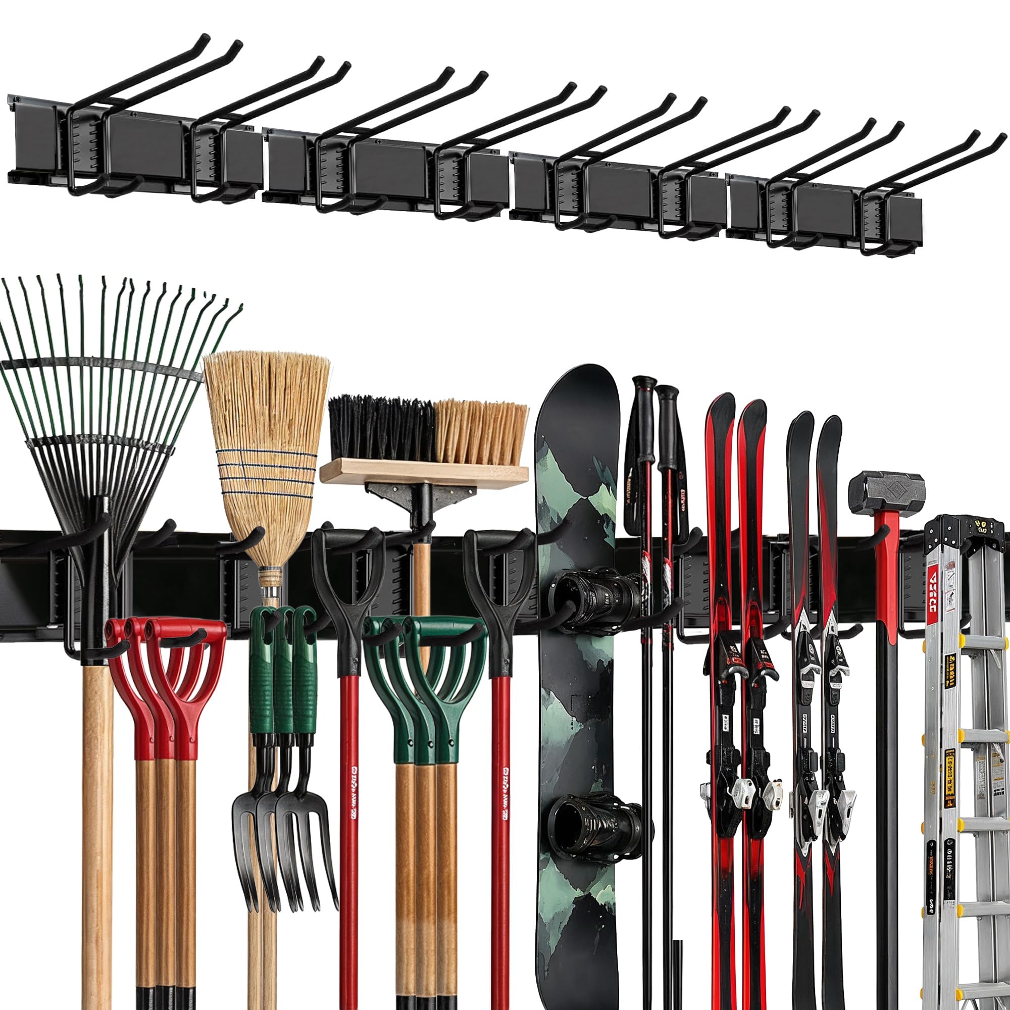 TIDYME 29609 - Organizador de herramientas de garaje para pared, estante de almacenamiento resistente con ganchos ajustables, panel antioxidante, fácil instalación, capacidad de 400 libras