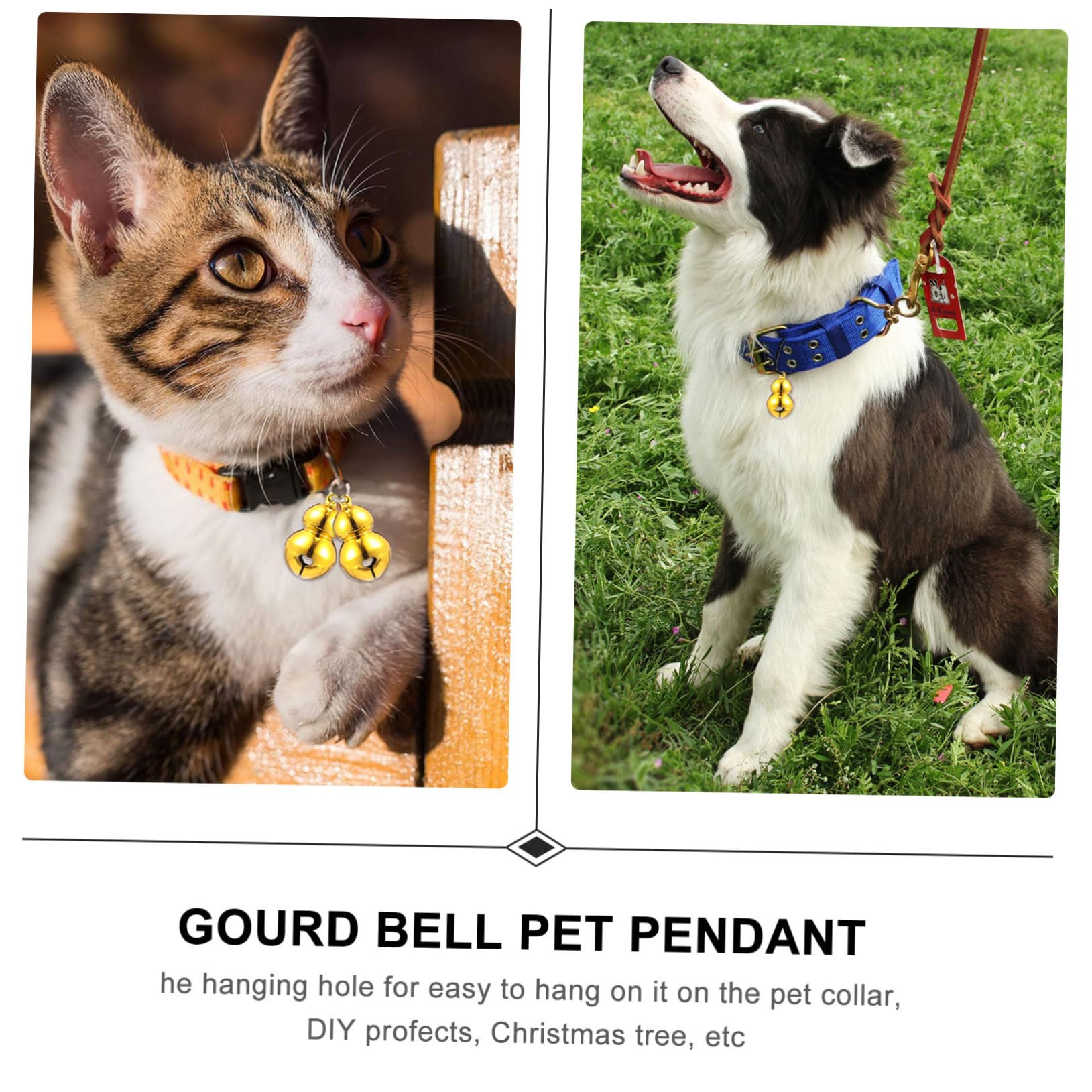 POPETPOP 5Pcs Gourd Shape Pet Bells Sound Collar Pendants for Cats Holiday Pets for Christmas Decorations and Tracking