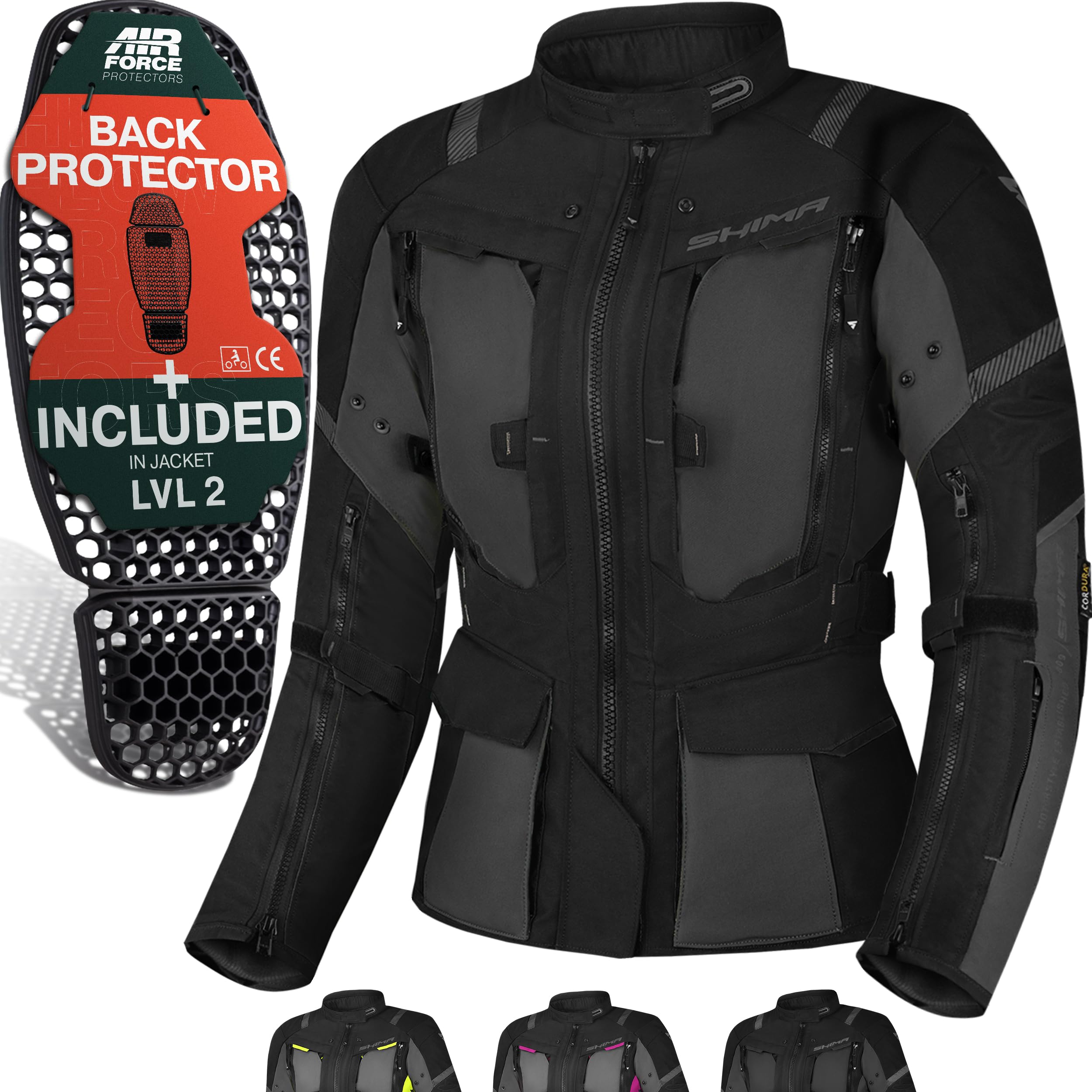 SHIMA HERO 2.0 Motorbike Jacket for Women | All Season Adventure Cordura Mens Touring Jacket with Waterproof Membrane Heating Layer CE Armor Pads Width Adjustment (Black, XS)