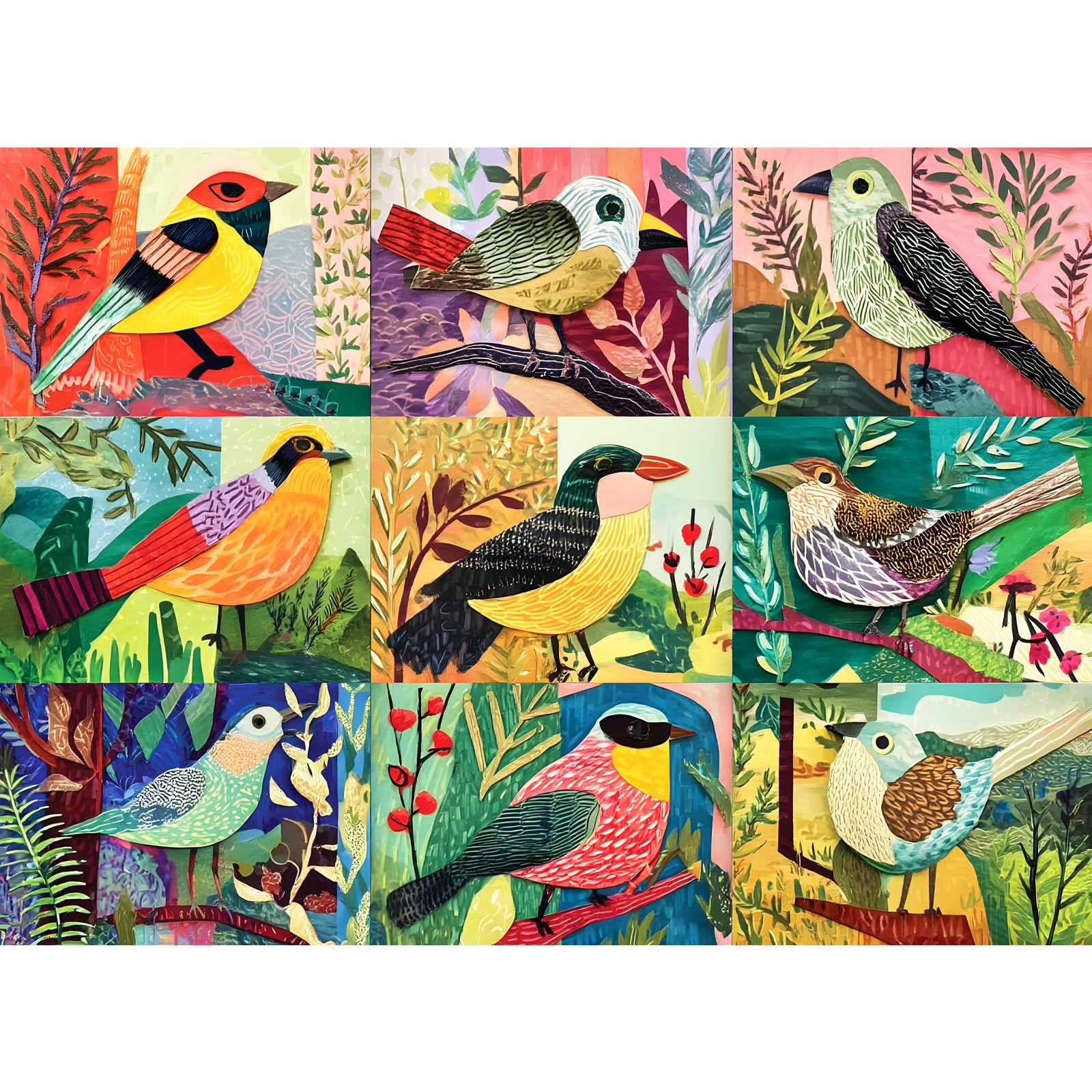 Puzzle de 500 pièces pour adultes, puzzle coloré en forme d'oiseaux pour adultes et personnes âgées, puzzle avec lettres au dos, s'emboîtent parfaitement sans poussière, cadeaux de jeu d'activités