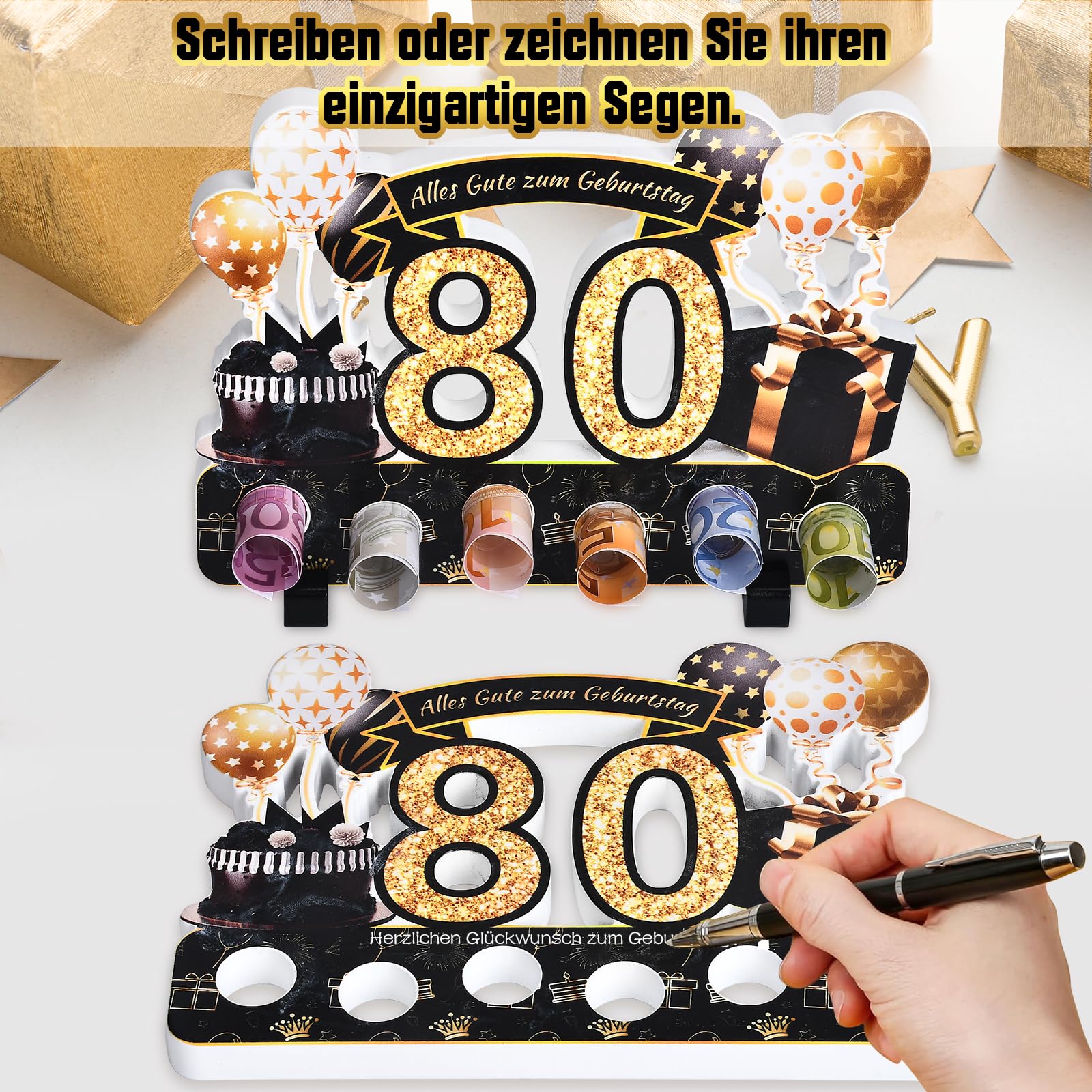 Geldgeschenke Verpackung zum 80 Geburtstag Mann Frau Geldgeschenke, 80. Geburtstag Mann Frau Aus Holz Deko, für Geburtstag Geschenk, Tischdeko Geburtstag Verwendet Werden