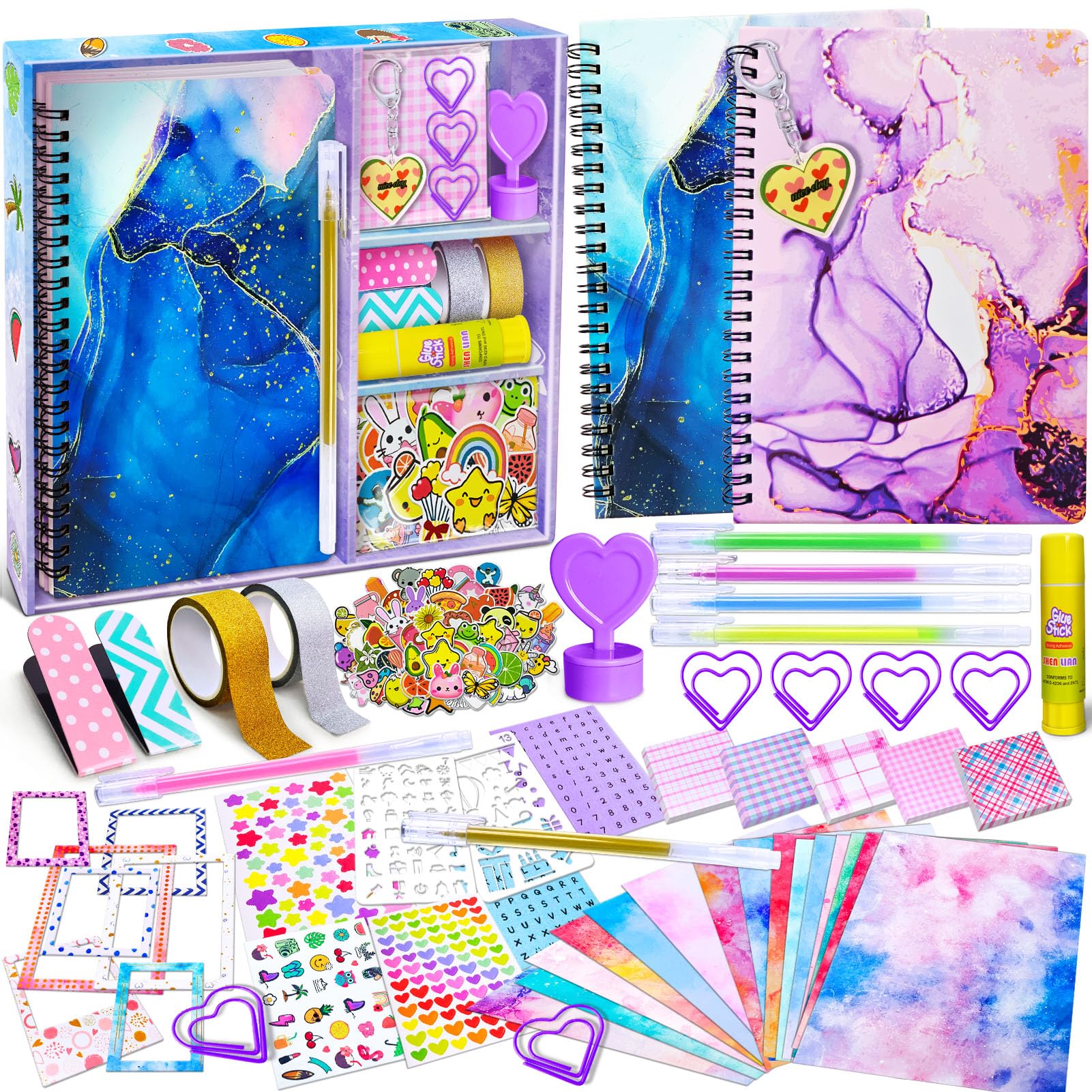 PATIFEED Kit Diario Fai Da Te per Ragazze, Confezione da 2 Set di Diari per Adolescenti, Forniture per Album e Diario per Età 8-14