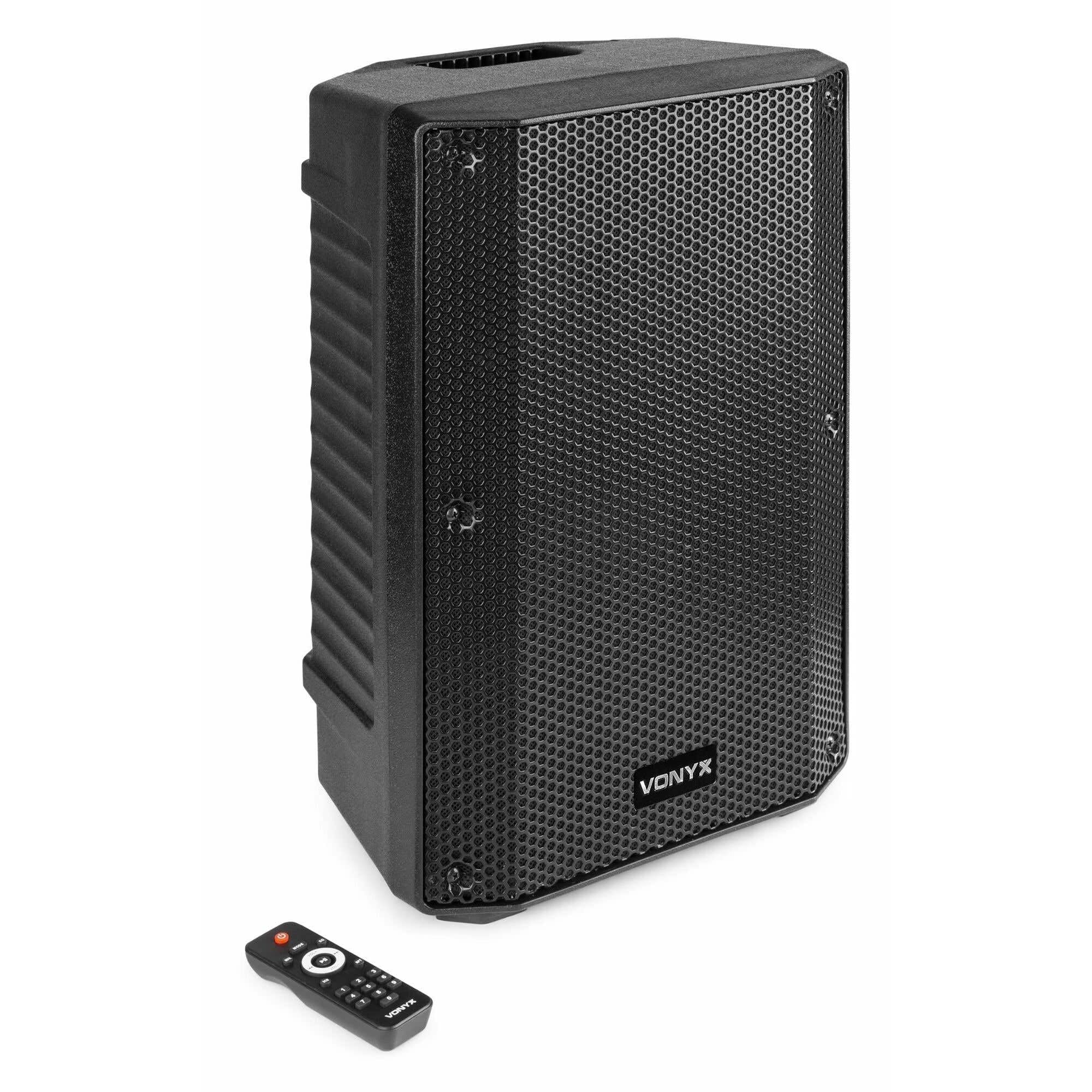 VONYX VSA10BT Enceinte Active 500W Amplifiée avec Bluetooth et MP3, Lecteur Multimédia, Port USB, Affichage LCD, Amplificateur Intégré, Bluetooth, Télécommande Incluse