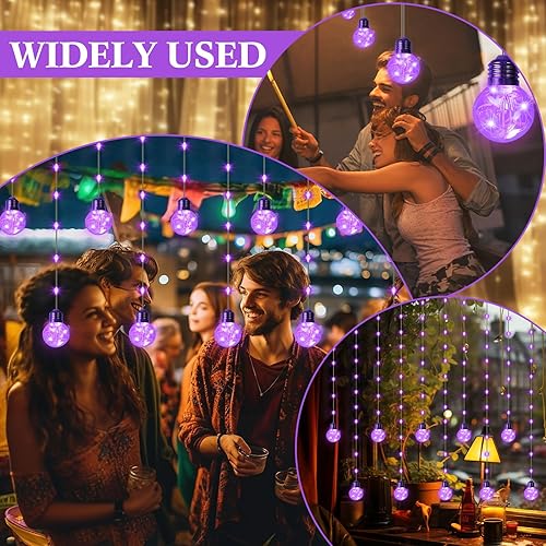 Miniatura 7 de 2 luces de cortina de bola de deseos de 15.75 pies, 220 luces LED de Navidad, cortina de luces parpadeantes para ventana, cadena de luz colgante con