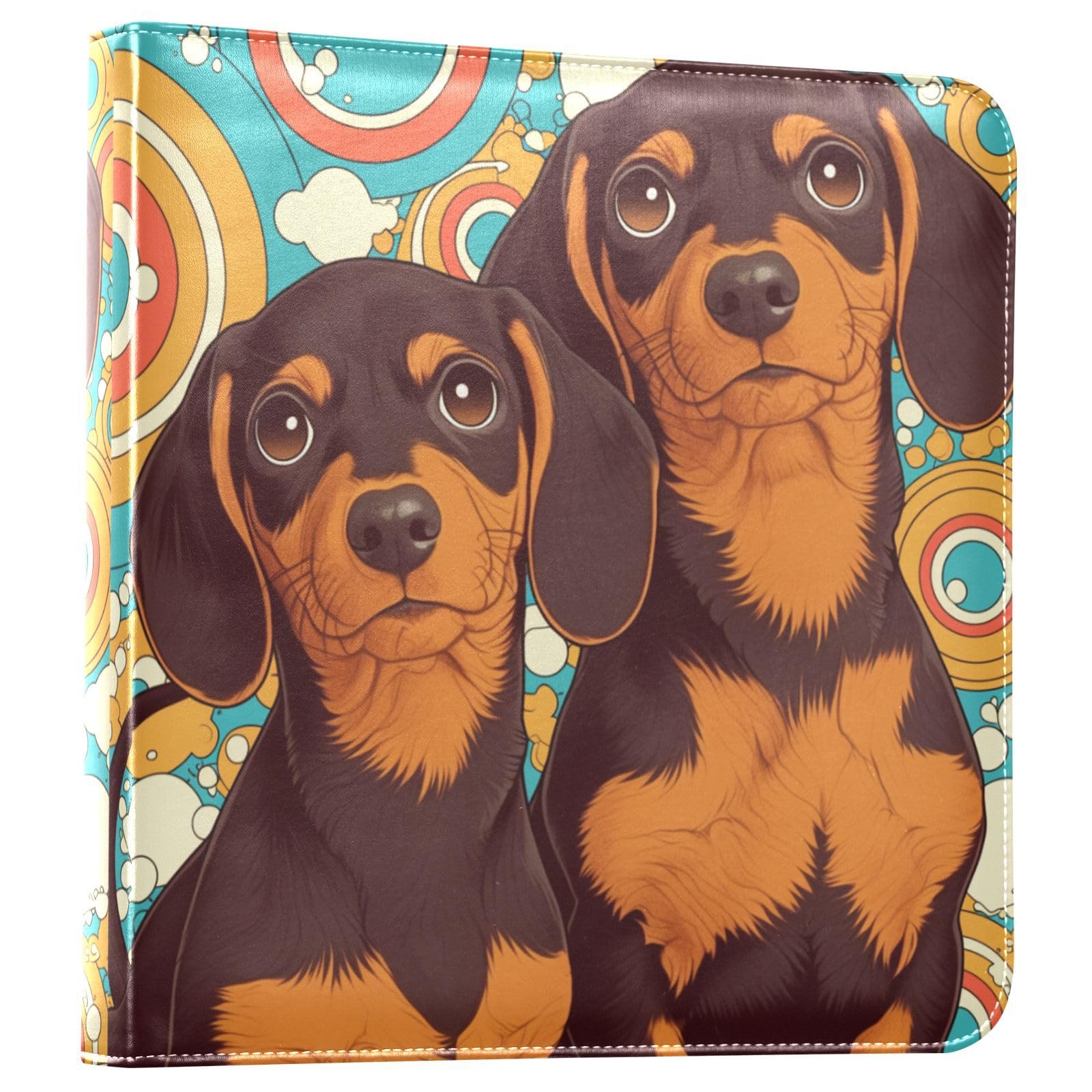 Kigai Cute Dogs Photo Album Self Adhesive Scrapbook Album Leather Cover DIY Picture Scrap Book with 20 Adhesive Sheets, 11.8x24x0.8 inch