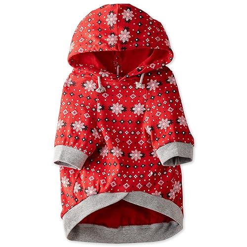 Pet Passion 100% Organic Cotton Rocky - The Comfy Dog Hoodie Pet Coat for Small, Medium and Large Dogs, Red Fair Isle, Medium - Red Fair Isle - Medium
