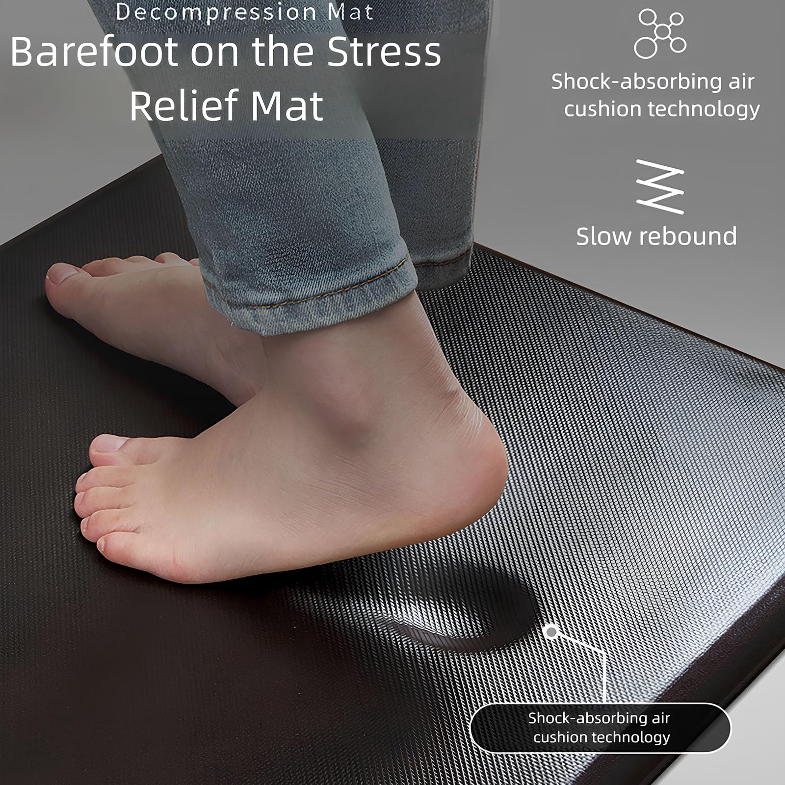 Tapis de cuisine anti-fatigue, imperméable, antidérapant, ergonomique et confortable, tapis de sol rembourré anti-fatigue pour la maison, le bureau, la buanderie, le bureau, 51 x 99 cm, noir