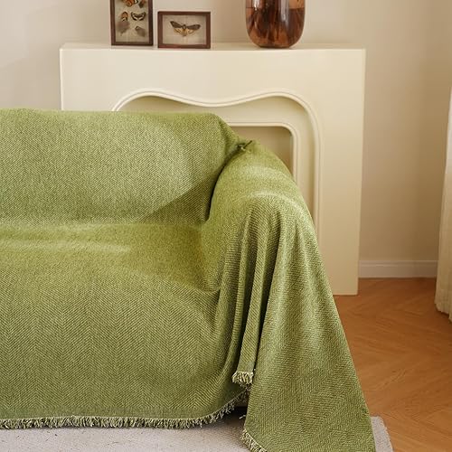 Miniatura 3 de RAMEFILD Funda verde para sofá modular de 3 cojines, de felpilla en espiga de espiga, protector de mascotas para perros, muebles (verde salvia, XXL,