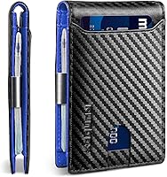 Vista 175 de RUNBOX - Carteras delgadas para hombre, cartera de piel con pinza para el dinero, cartera de bolsillo frontal con bloqueo RFID, tarjetero Negro