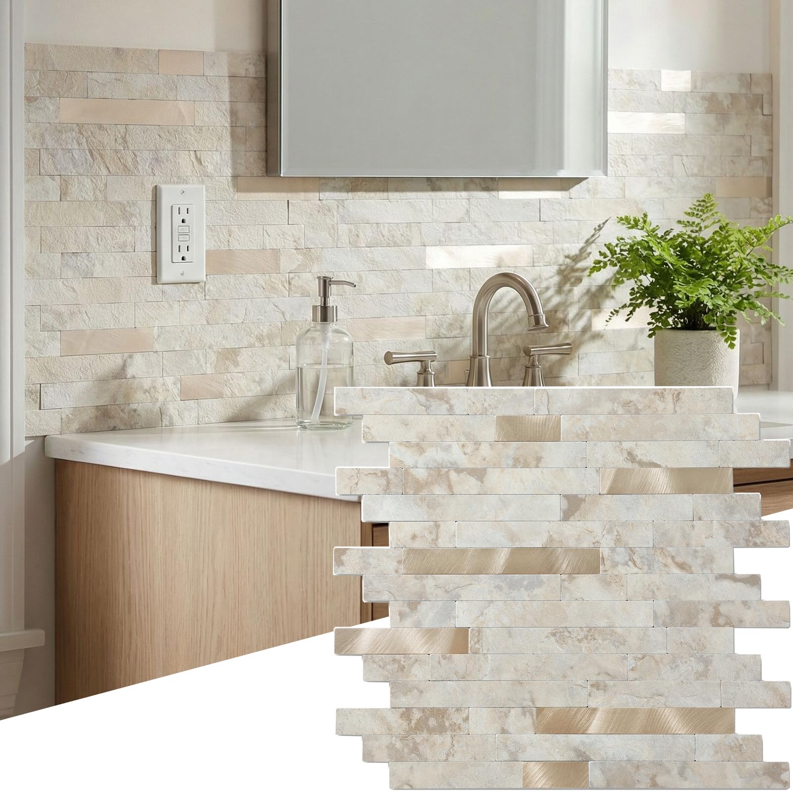 Yipscazo Beige Rocks Peel and Stick Backsplash Tile