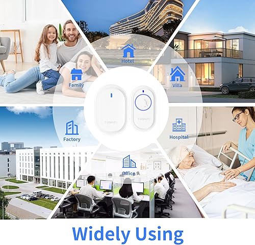 Miniatura 7 de Timbre inalámbrico, mini timbre de 500 pies, rango de 0 a 110 dB, modo de silencio, 40 timbres de puerta, ajuste de volumen de 5 niveles y timbre