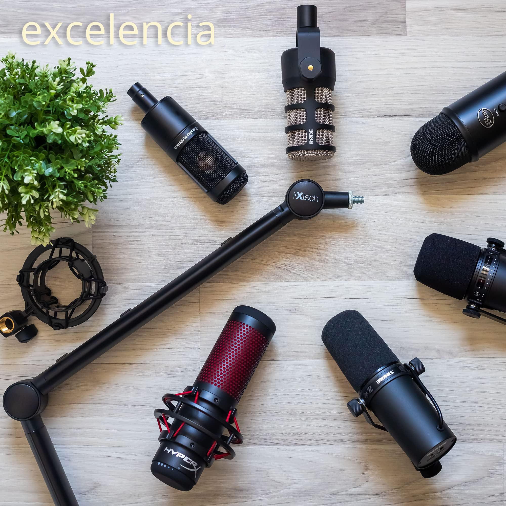 IXTECH Brazo de micrófono giratorio ajustable de 360° Mesa de brazo de micrófono de acero inoxidable Soporte de Micrófono Brazos de montaje de micrófono estables para estudio de radio juegos HERO