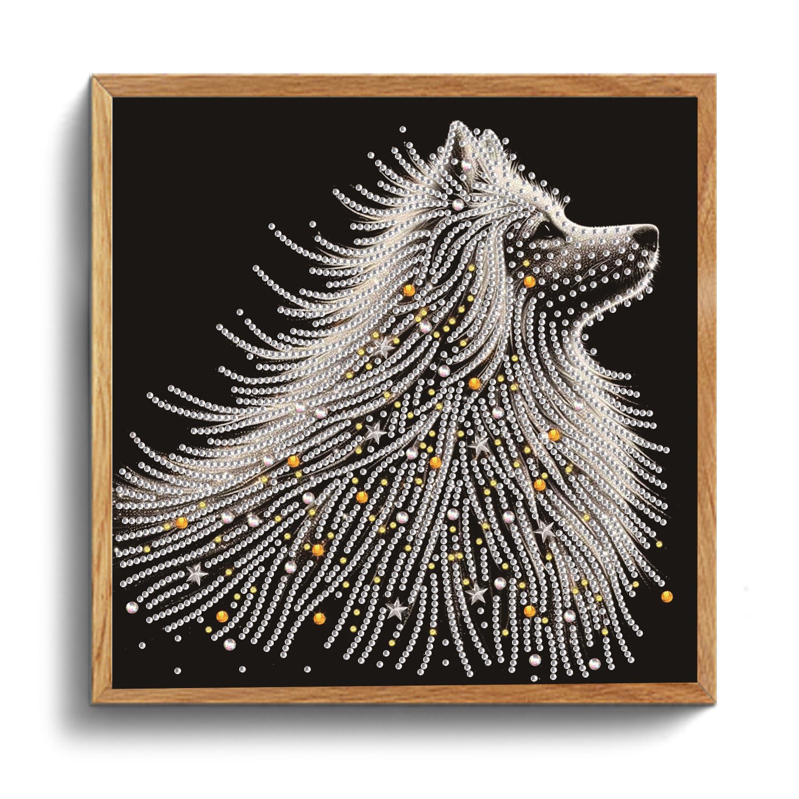 PoetryDraw Starlit Beaded White Wolf Special Shaped 5D DIY Partial Drill Diamond Art Painting Kits for Adults Beginners Home Decor Diamond Art Gem Art Kits 11.81 X11.81inch (Starlit Beaded White Wolf)
