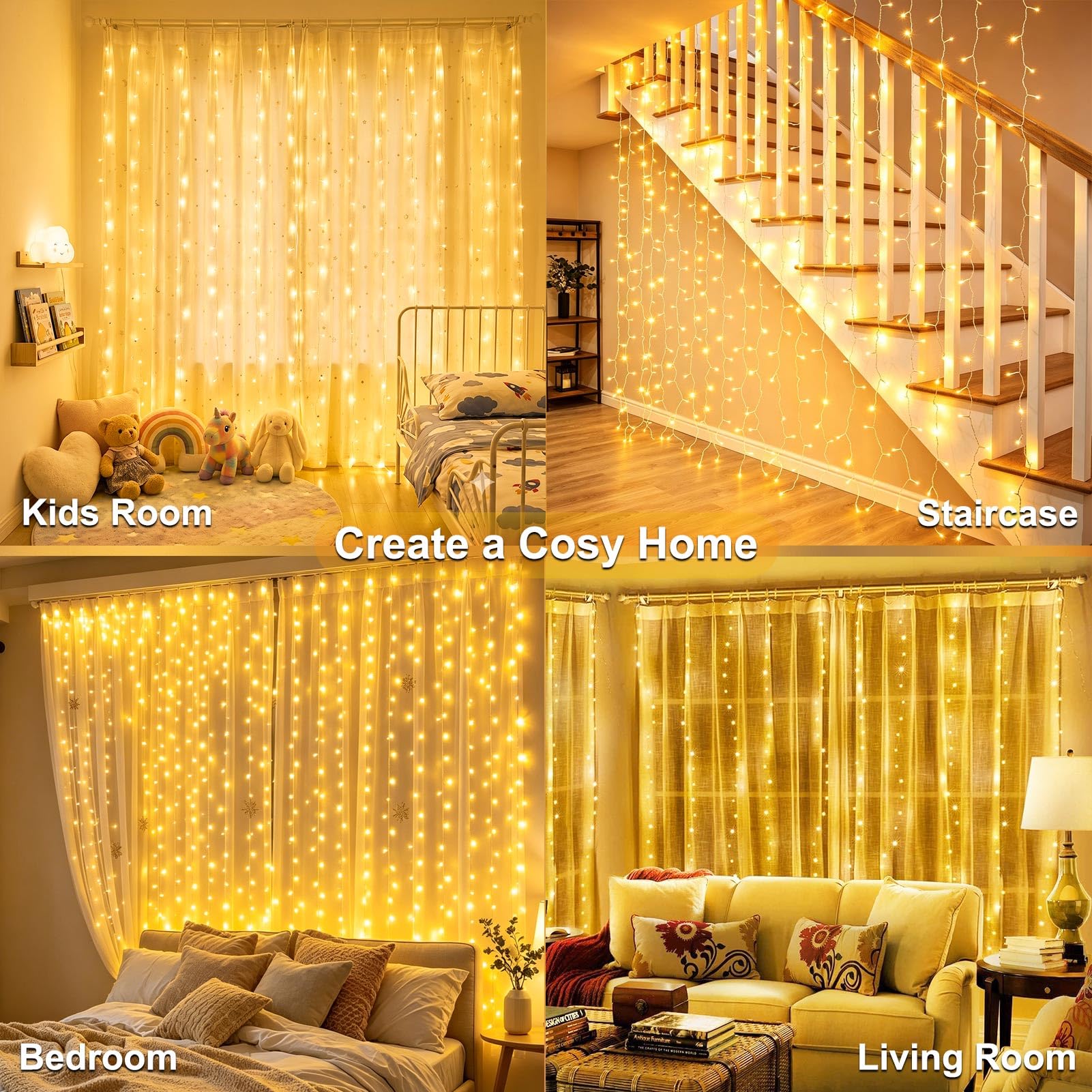 Lichtervorhang Aussen Innen 6x3m 600 LED, Lichterketten Vorhang mit Stecker | 8 Modi, Timer Lichterkette Hängend, Wasserdicht Lichtervorhang Außen für Wand Zimmer Pavillon Balkon Party Decke, Warmweiß