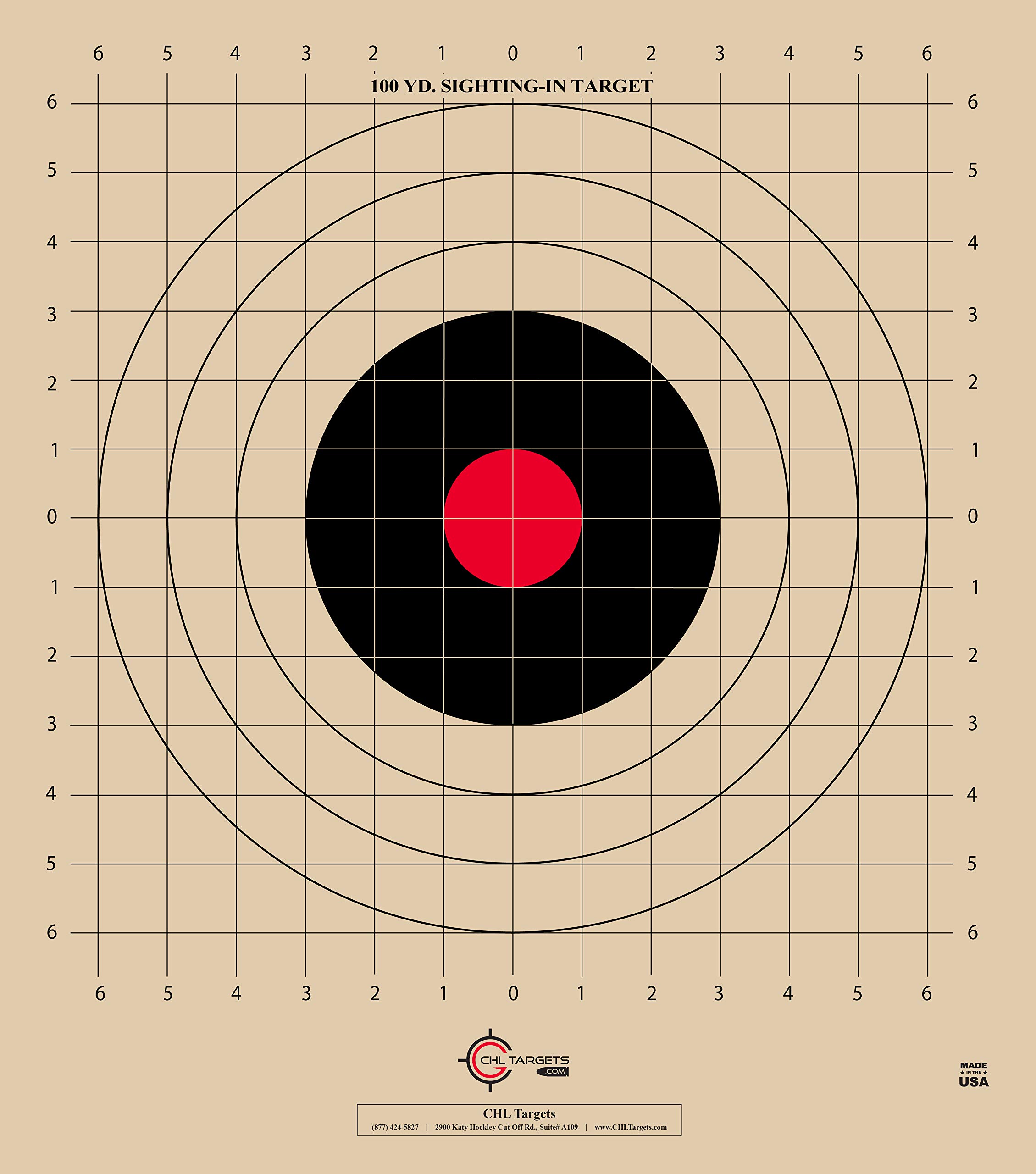 ST-3, 100 Yard, Rifle Sighting Target, 1 Inch Grid, Tag Board Paper