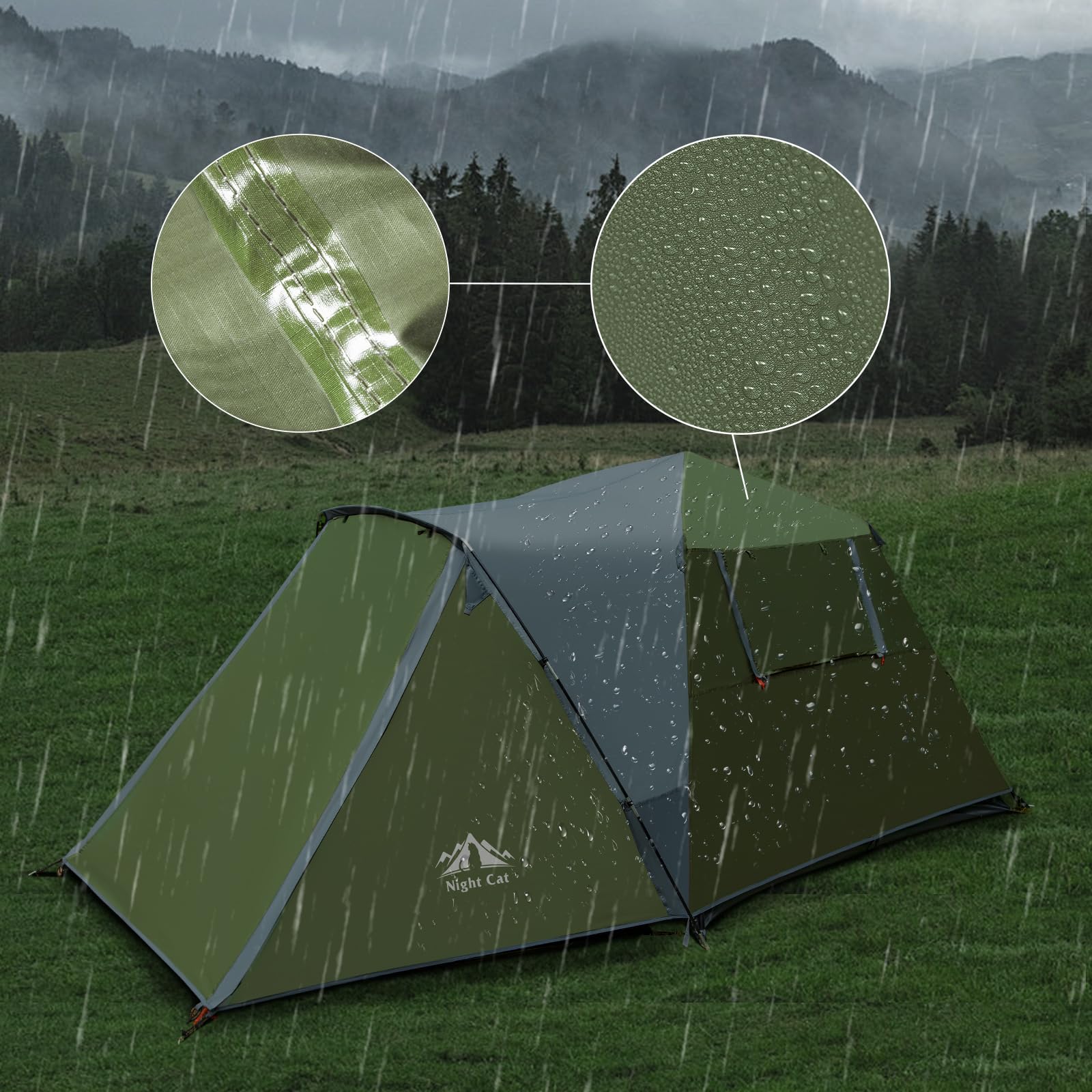 Night Cat Pop Up Zelt Wasserdicht: Wurfzelt for 3 4 Personen Mann Einfache Einstellung für Camping Wandern