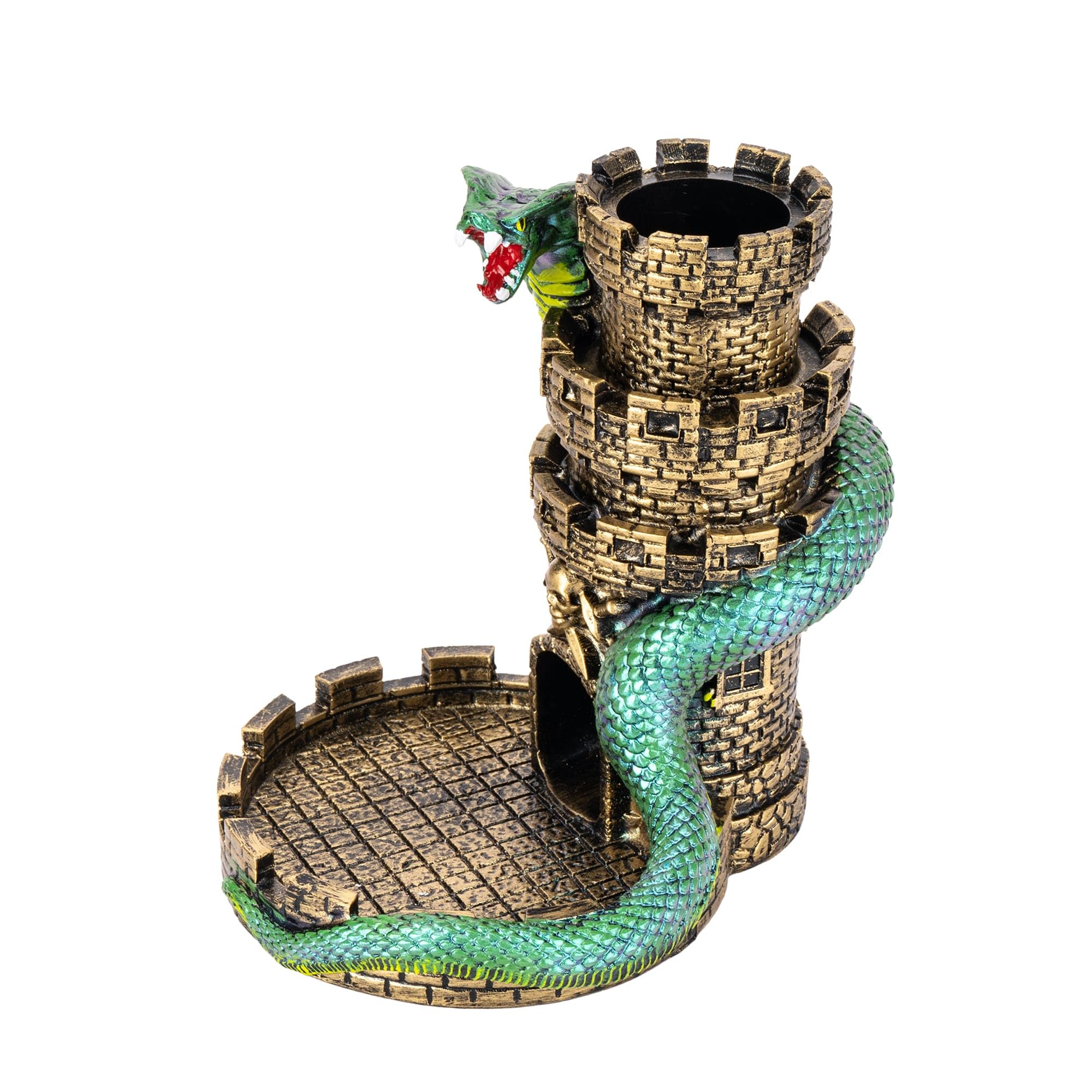 Castle DND Dice Tower Ancient Gold D&D Dice Rolling Tower for RPG, exact product listing photograph