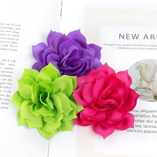 Vista 6 de inSowni Paquete de 25 pinzas para el pelo de cocodrilo con flor de loto sólido, accesorios para bebés, niñas, bebés, niños y mujeres