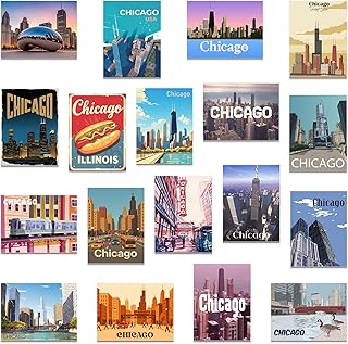 Xuhal 18 Pcs Chicago Magnets for Refrigerator Fridge Magnet Magnetic USA Souvenirs Gifts Bulk Refrigerator Sticker Home Decoration Accessories