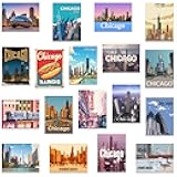 Xuhal 18 Pcs Chicago Magnets for Refrigerator Fridge Magnet Magnetic USA Souvenirs Gifts Bulk Refrigerator Sticker Home Decoration Accessories
