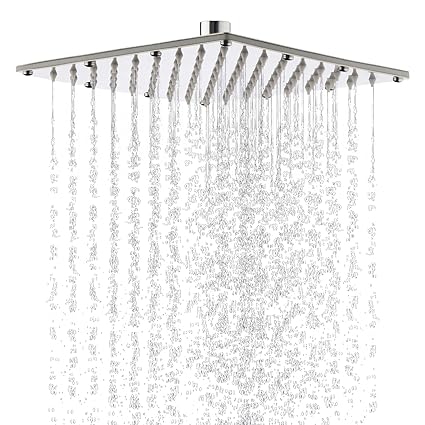 VERONI Italy SWC 304 Grade Stainless Steel 8x8 Inch Square Overhead Shower Without Arm | 360 degree Rotatable Rain Shower Head For Bathroom | Chrome Finish (8x8 Inch Shower Head Only)