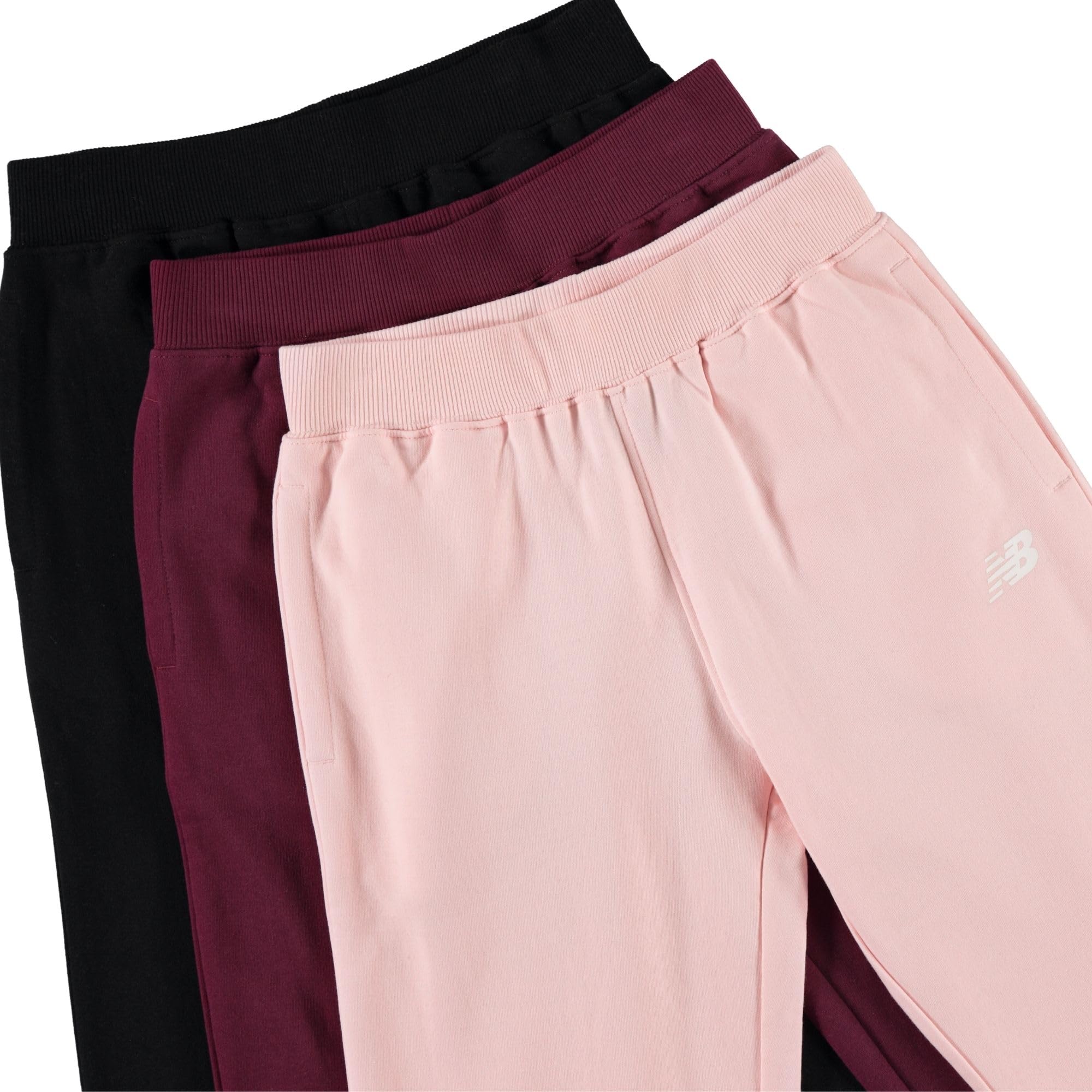 New Balance Active-Fleece-Jogginghose für Mädchen, 3er-Pack, weiche Baumwollmischung, Fleece, athletische Leistung, lässige Sweatpants (4–16)
