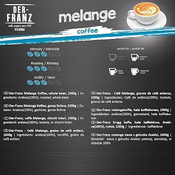 Der-Franz Melange Kaffee ganze Bohne 4 x 1000 g