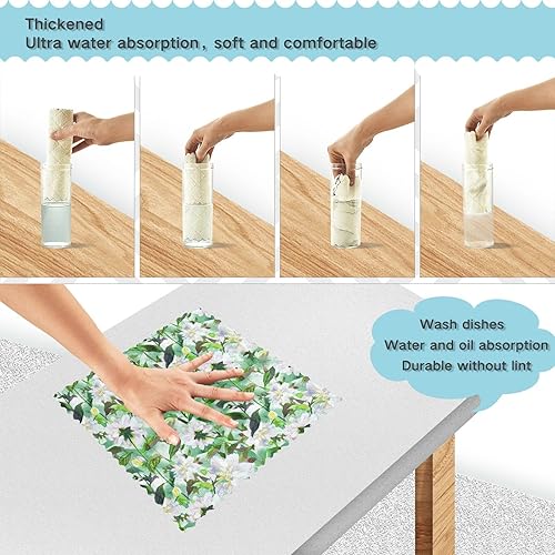 Miniatura 3 de linqin Watercolor Flowers 6 Pack Fast Drying Microfiber Dish Towel Print Soft Kitchen Accessories for Cooking Reusable for Countertop Oven