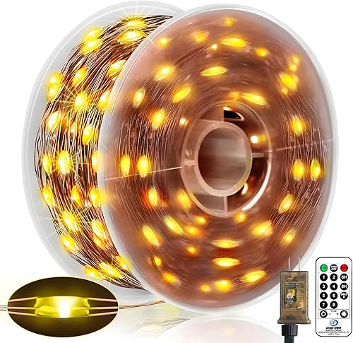 Heceltt Guirnalda de luces enchufables, 500 luces LED de alambre de cobre de 164 pies para fiesta, patio trasero, jardín, boda, decoración de