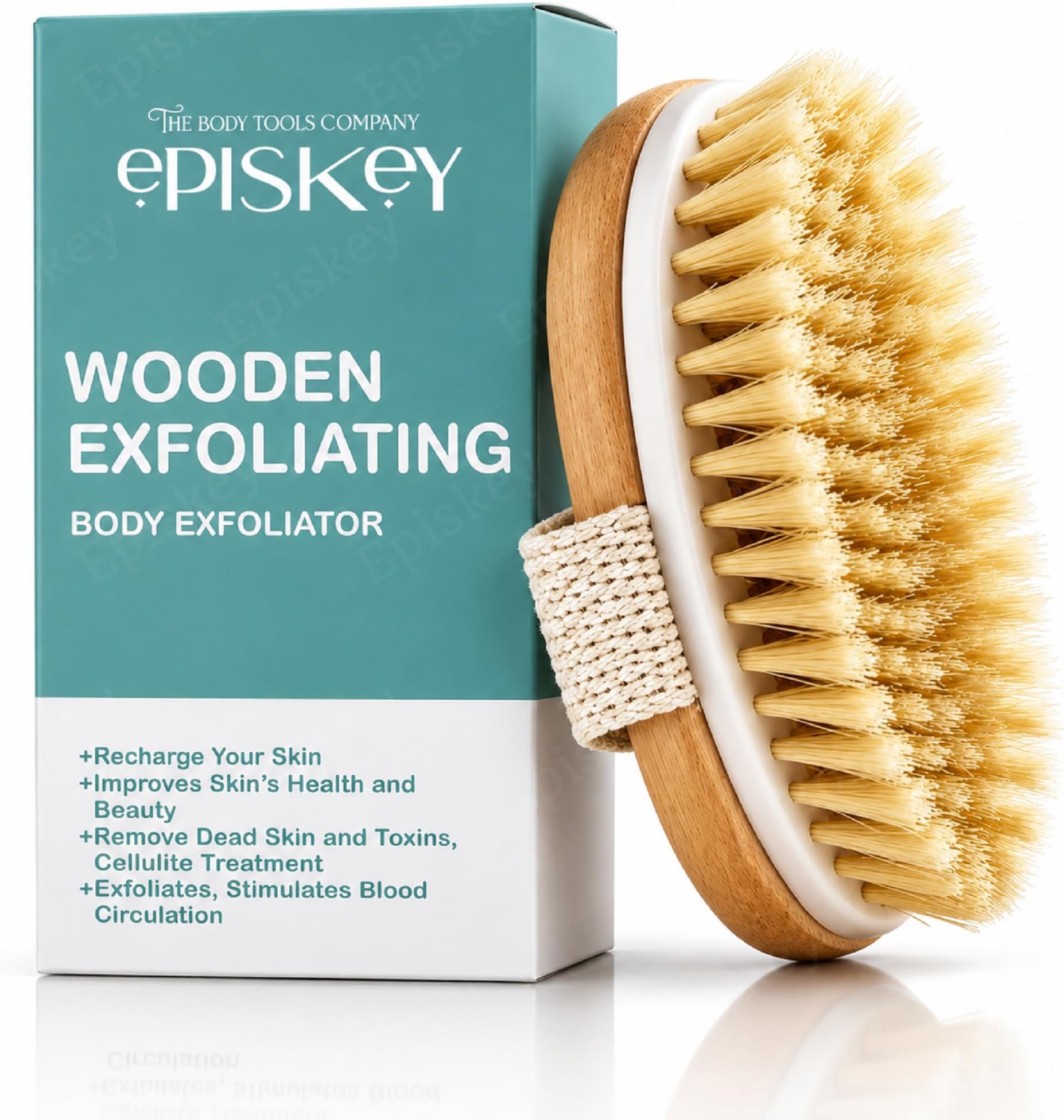 Episkey Dry Skin Body Brush Improves Skin's Health and Beauty With Natural Bristle | Remove Dead Skin and Toxins, Cellulite Treatment, Exfoliates, Stimulates Blood Circulation (WOODN_BATH)