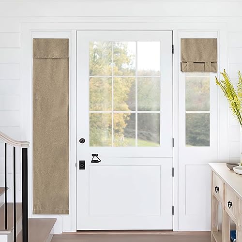 Miniatura 9 de RYB HOME Cortinas de puerta para oscurecer la habitación, cortinas y cortinas de ventana de puerta francesa con textura de lino rica para puerta de