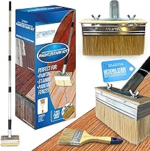 Decking Stain Brush Kit with Metal Handle for Decking Paint Stain Application with Extra Decking Brush Head and 3" Paint Brush