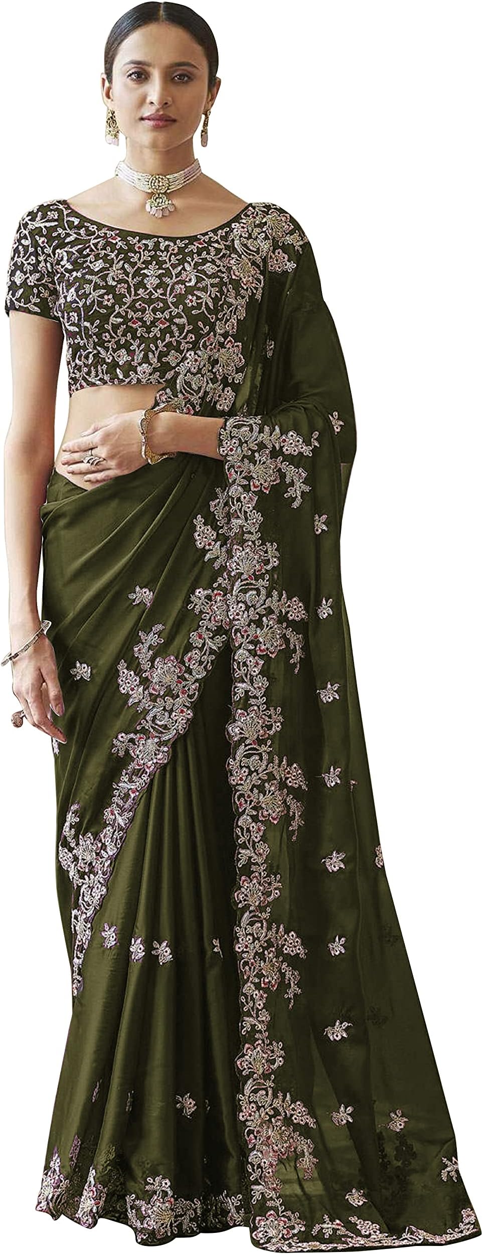 Women's Rangoli Silk Heavy Embroidred saree