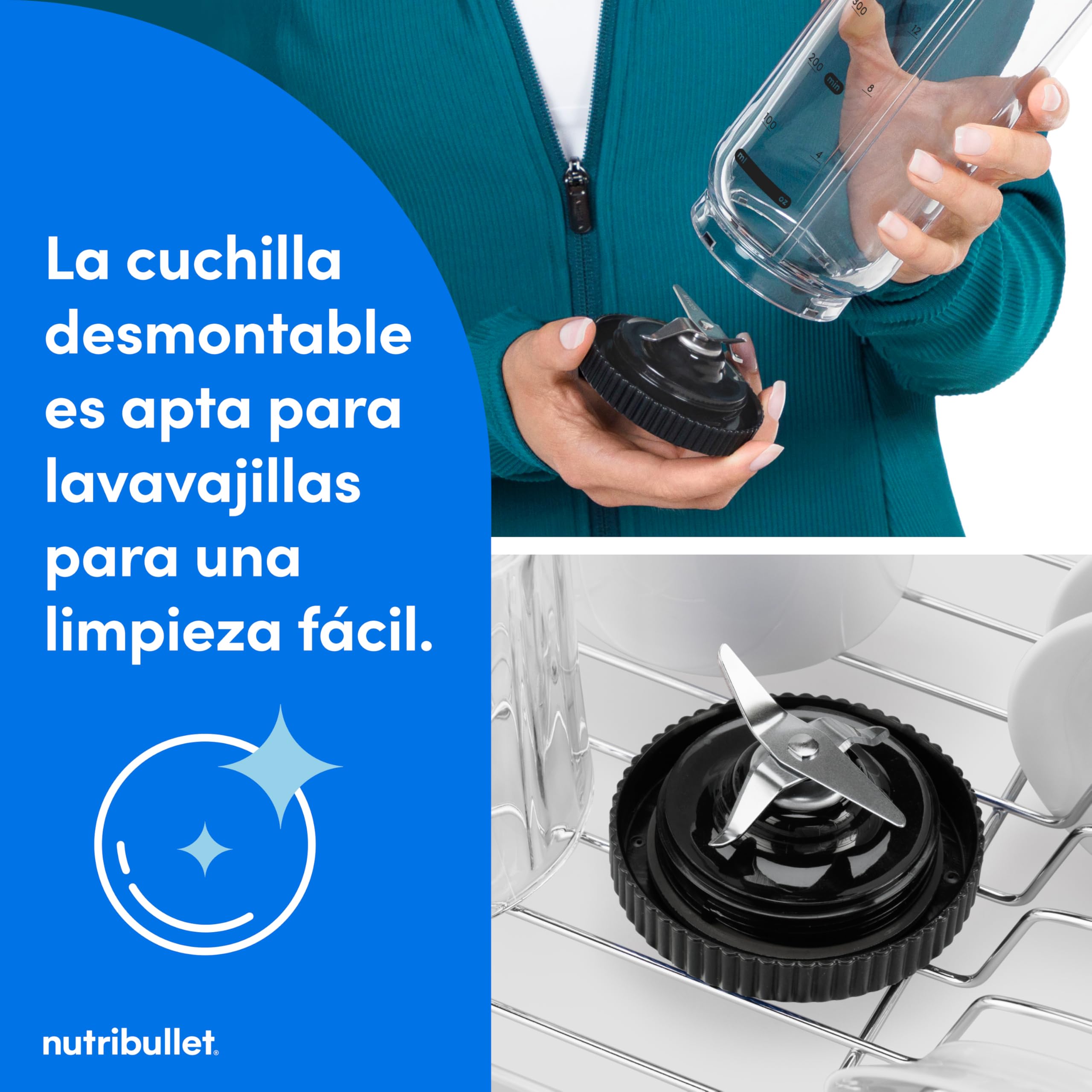 nutribullet Flex 590ml - Batidora Portátil para Smoothies con Tapa con Boquilla y Asa, Picadora, Tritura Hielo y Frutas Congeladas, USB-C, Vaso sin BPA, Fácil de Limpiar, Gris Grafito (NBP013GM)
