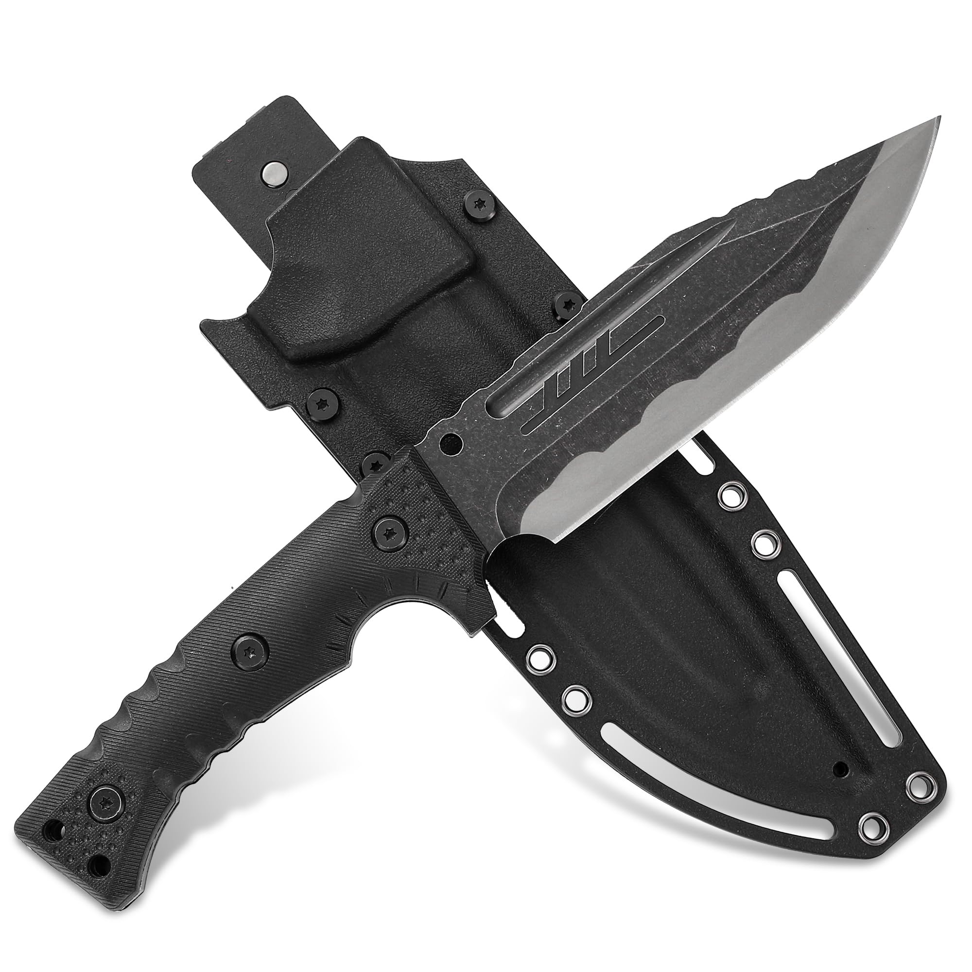 Big Fixed Blade Hunting Knives, Tactical Knife Full Tang with Sheath, Outdoor survival knife for Camping, Hiking, Gift Knives for Dad Husband Men