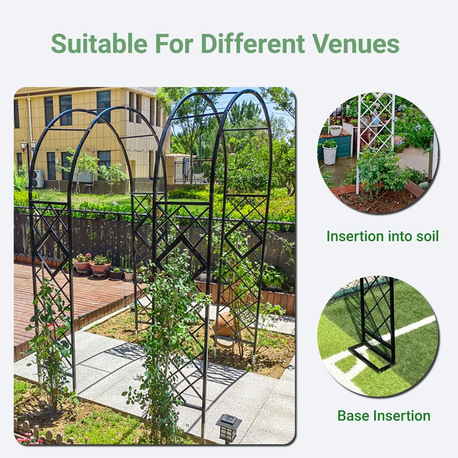 Generisch Heavy Duty Rosenbogen Metall Gartenbogen für Kletterpflanzen, Breite 140cm 160cm 180cm 200cm 220cm 240cm 260cm 280cm 300cm 320cm 340cm Torbogen Rankhilfe Rankgitter(Weiß,W280 X H230cm)