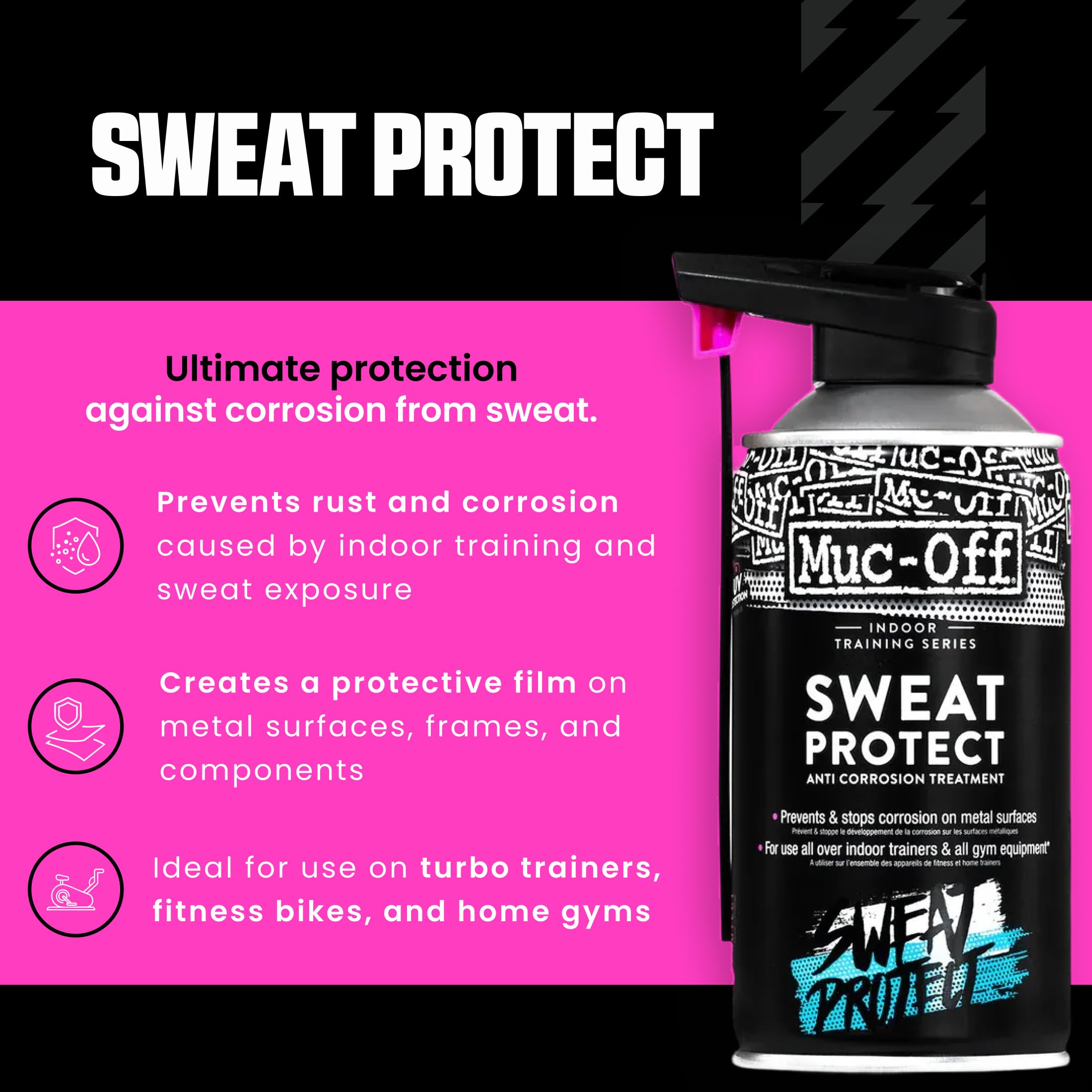 Muc-Off Indoor Training Sweat Protect, 300 ml - Spray Protettivo - Antiruggine Spray e Anticorrosione per Biciclette Indoor e Attrezzature da Palestra