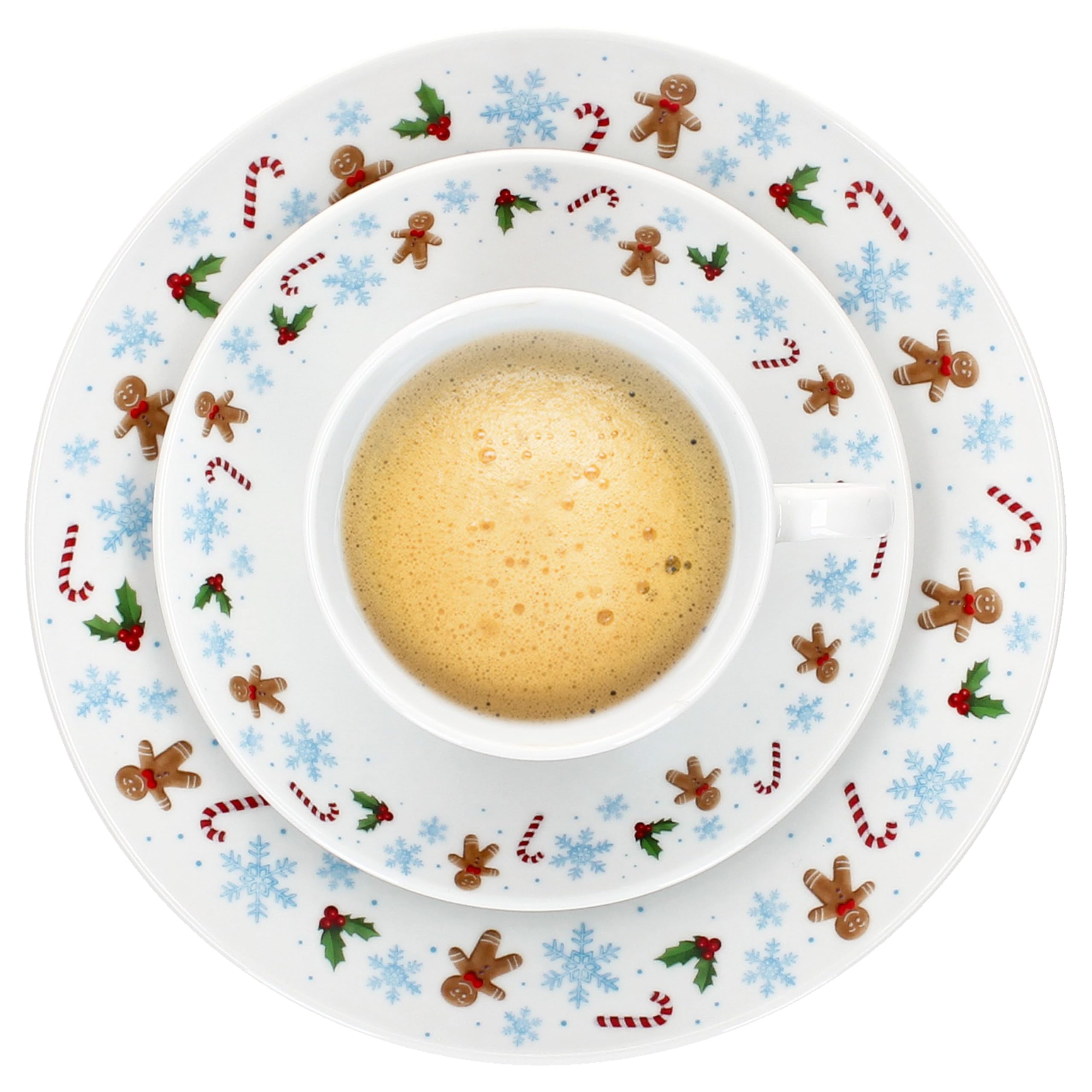 MamboCat Candyman 30tlg Kombiservice I Porzellan-Geschirrset mit Weihnachtsdekor für 6 Personen I Je 6x Speiseteller, Suppenteller, Kuchenteller, Tassen & Untertassen