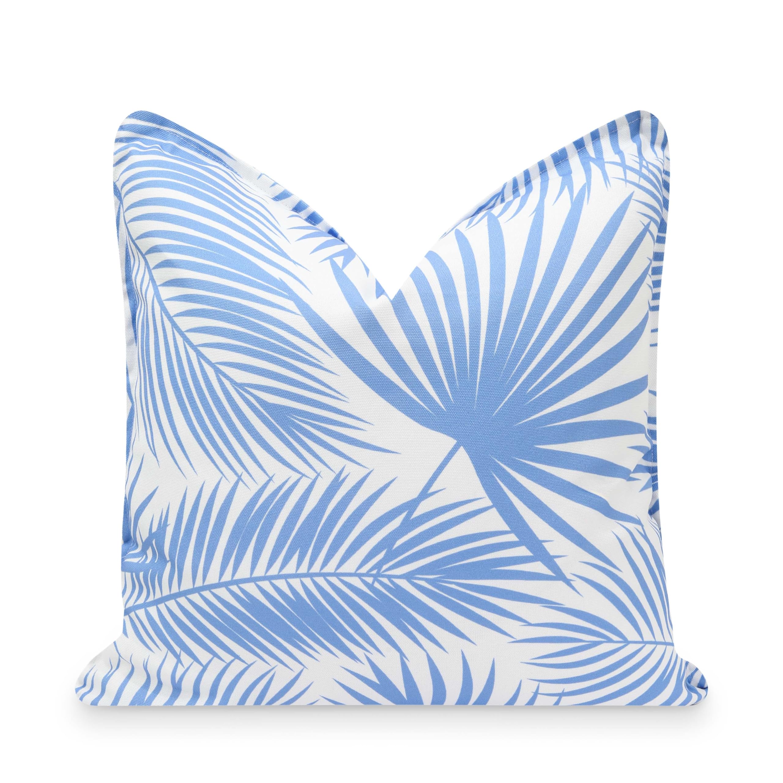 Hofdeco Premium Coastal Patio Indoor Outdoor Pillow Cover Only, 20"x20" Water Repellent for Backyard, Couch, Cornflower Blue Palm Leaf