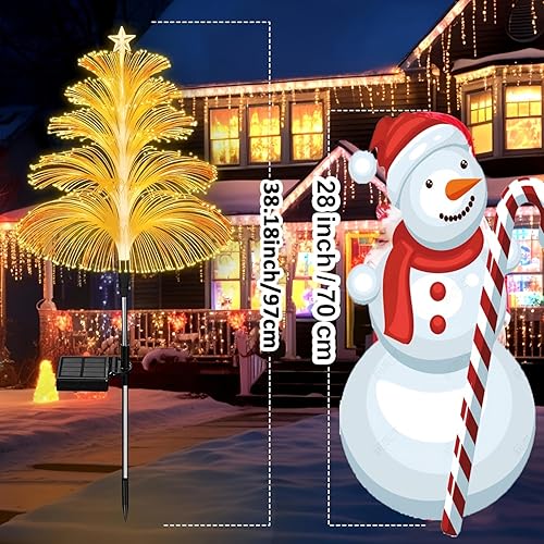 Miniatura 7 de WRRLIGHT 6 luces solares de árbol de Navidad para exteriores, impermeables, para árbol de Navidad, medusas, 5 capas, fibra óptica, 7 colores