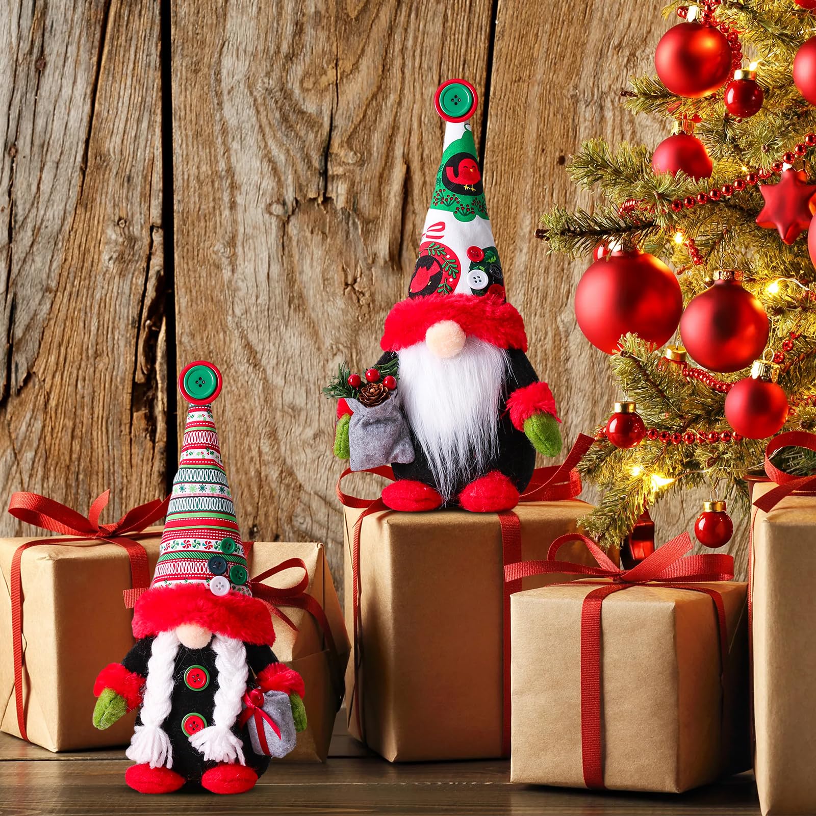 Schwedische Weihnachtswichtel Dekoration – 2 Stück, 28cm Hoch, Handgemachte Stoff-Gnome