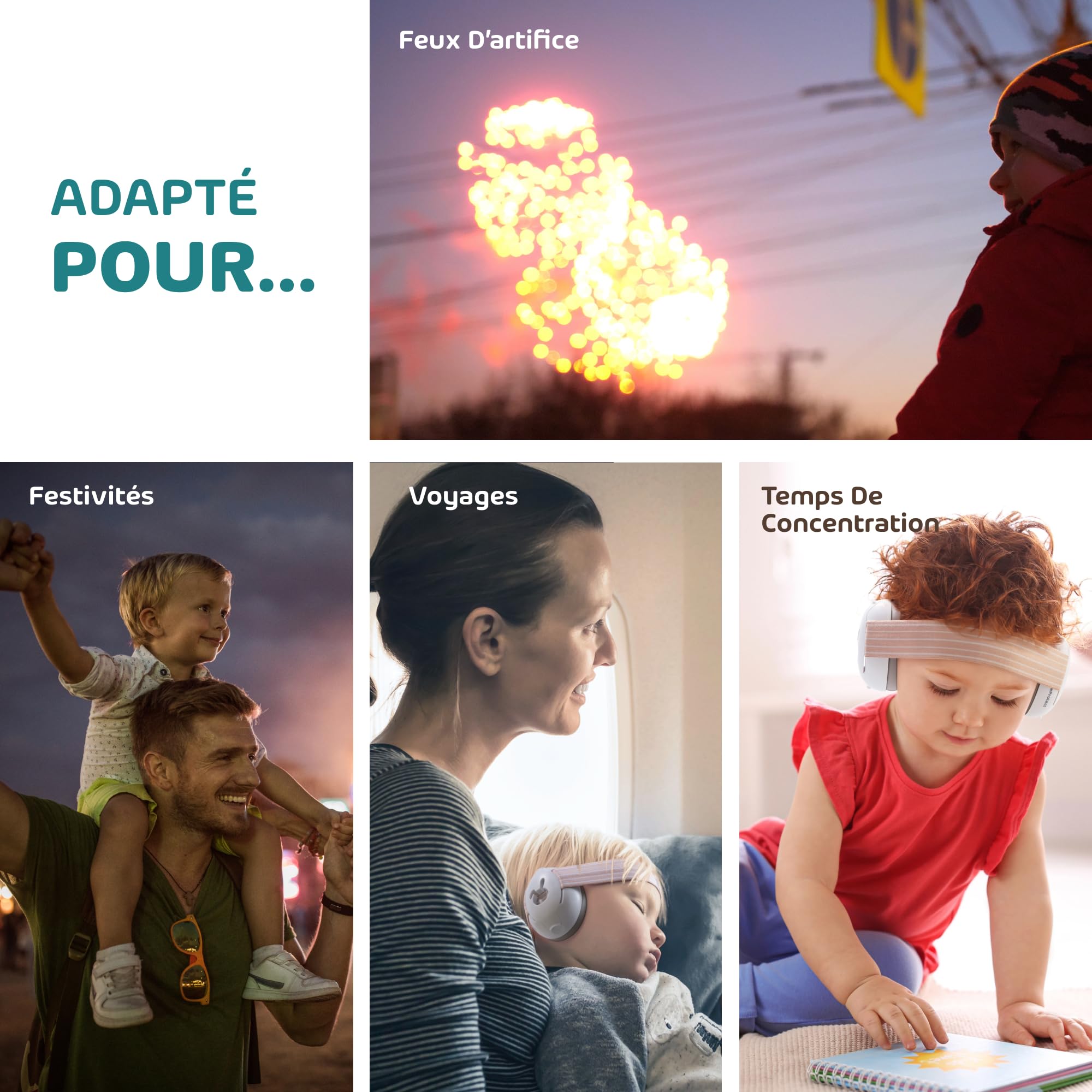 Babeprotect - Ear Protect - Casque Anti Bruit Bébé - Protection Auditive Certifiée CE 25 dB - Réglable et Confortable - Sommeil Amélioré - Idéal Avion, Fêtes, Déplacements - 0 à 36 Mois