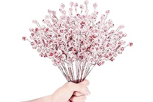 24Pcs Artificial Berry Picks Snow Sprays - Christmas Frosted Holly Berry Stems Twigs Winter Branches