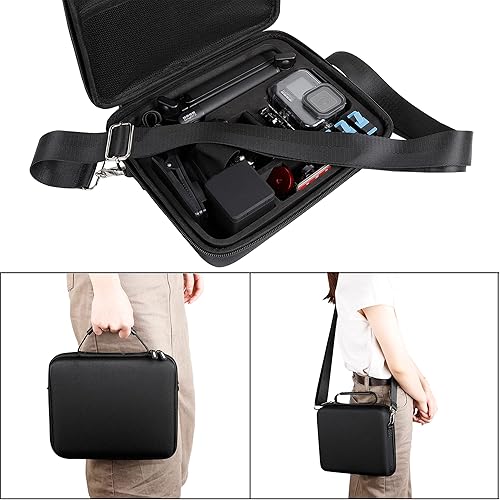 Miniatura 7 de PellKing Funda rígida para GoPro Hero 13/12/11/10/9/8/7/2018/6/5 Blcak/4 Silvery Action Camera, accesorios de transporte bolsa de hombro con correa