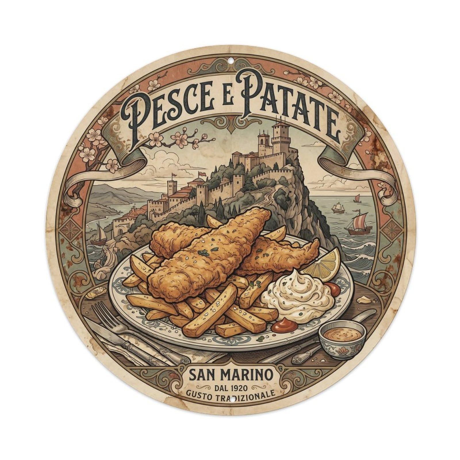 San Marino Fish And Chips Classic Street Food Metal Tin Sign