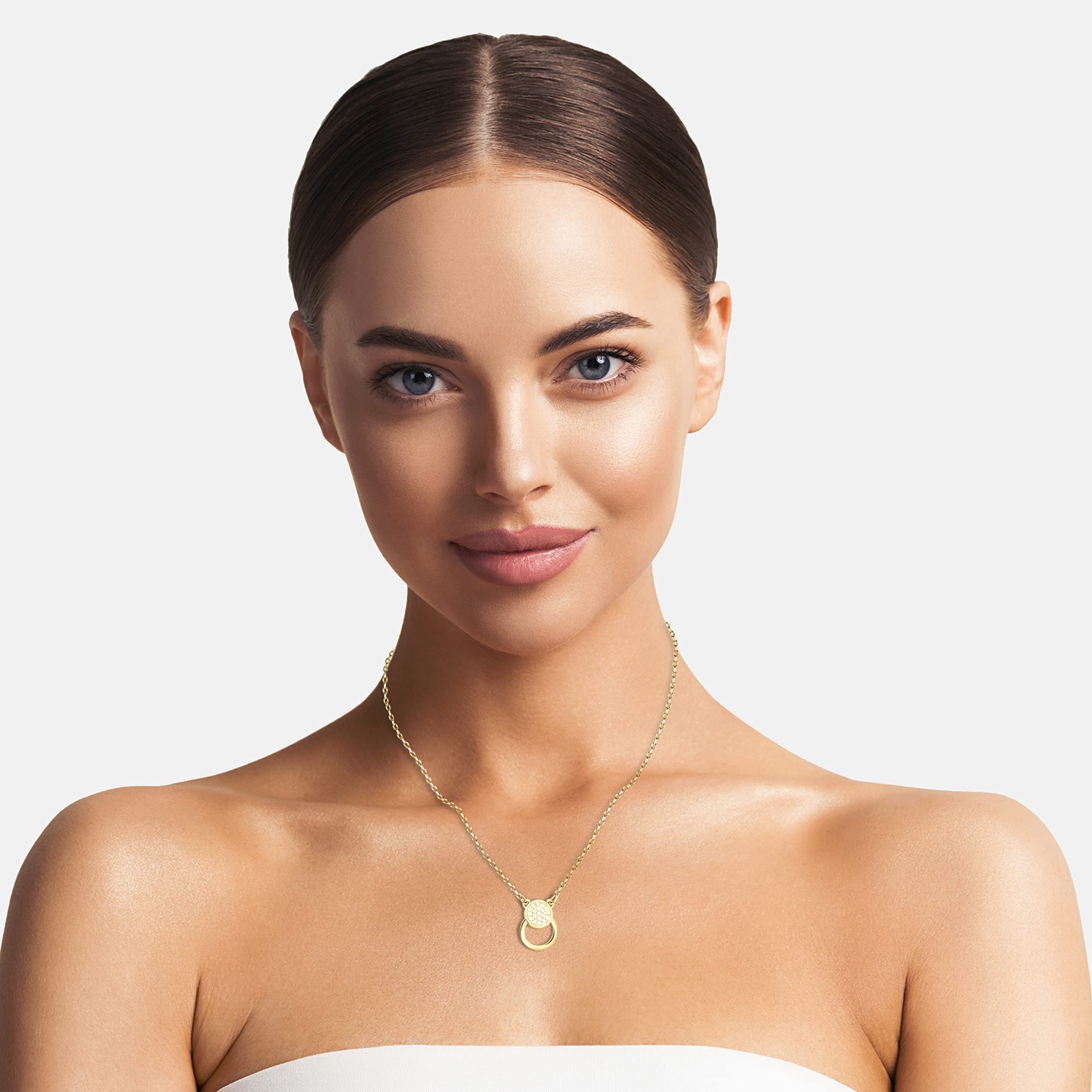 Sofia Milani - Collana da Donna in Argento 925 - con Pietra Zircone - Ciondolo a Cerchio