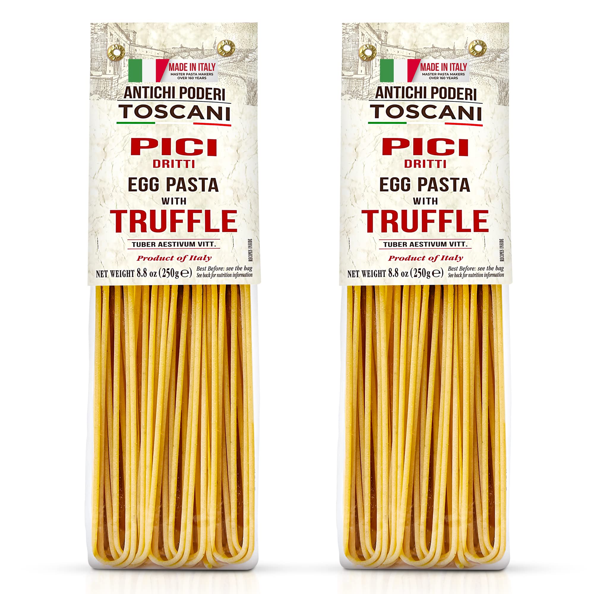 Antichi Poderi Pici Pasta Noodles - Premium Egg Pasta With Truffle, Italian Pasta from Italy, Gourmet Pasta, Handmade, Imported Italian Pasta Noodles, Durum Wheat Semolina Pasta - 8.8 oz - Pack of 2