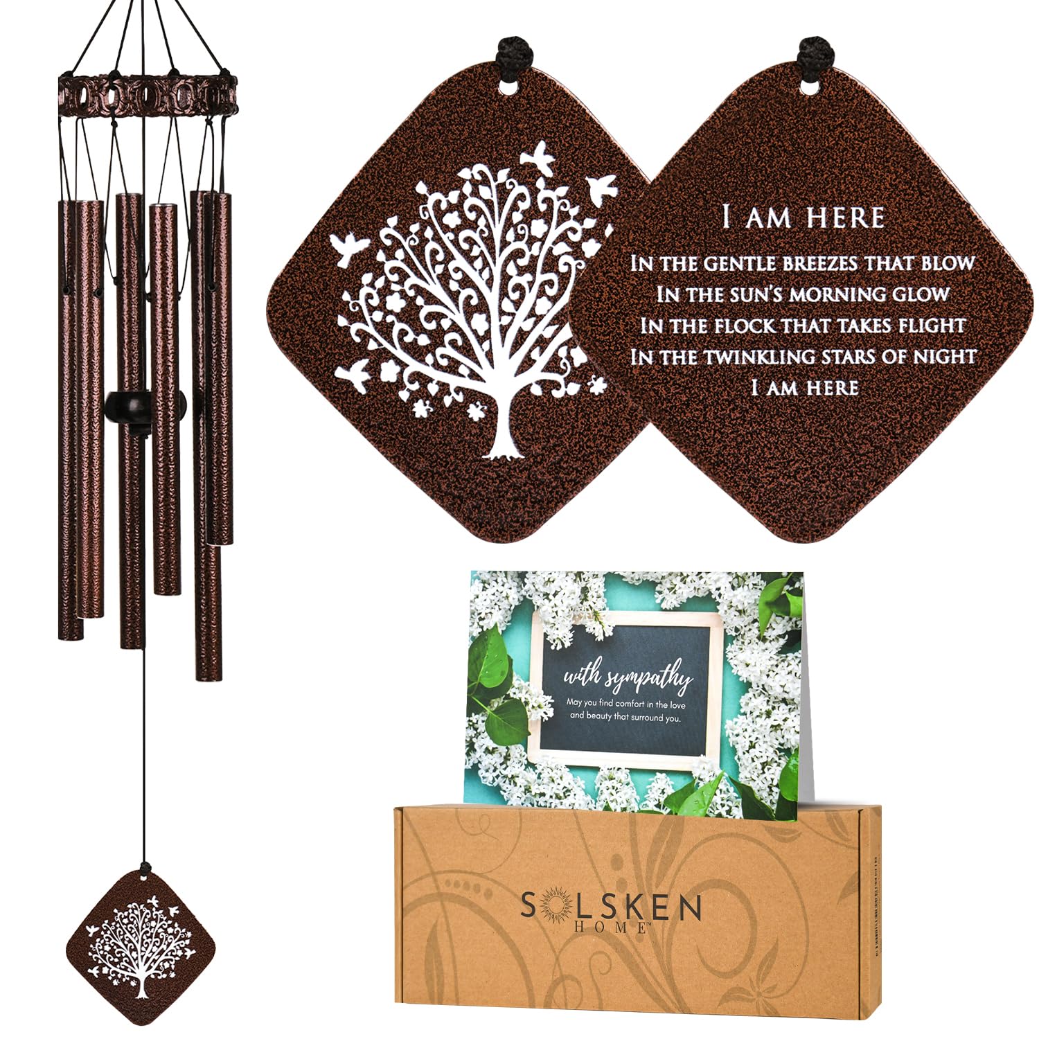 Memorial Wind Chimes I Tree of Life Wind Chime I Windchimes in Memory of a Loved One I Bereavement Gift for Loss of Father, Mother, Wife, Husband I Condolence Remembrance Gift I 29" Bronze