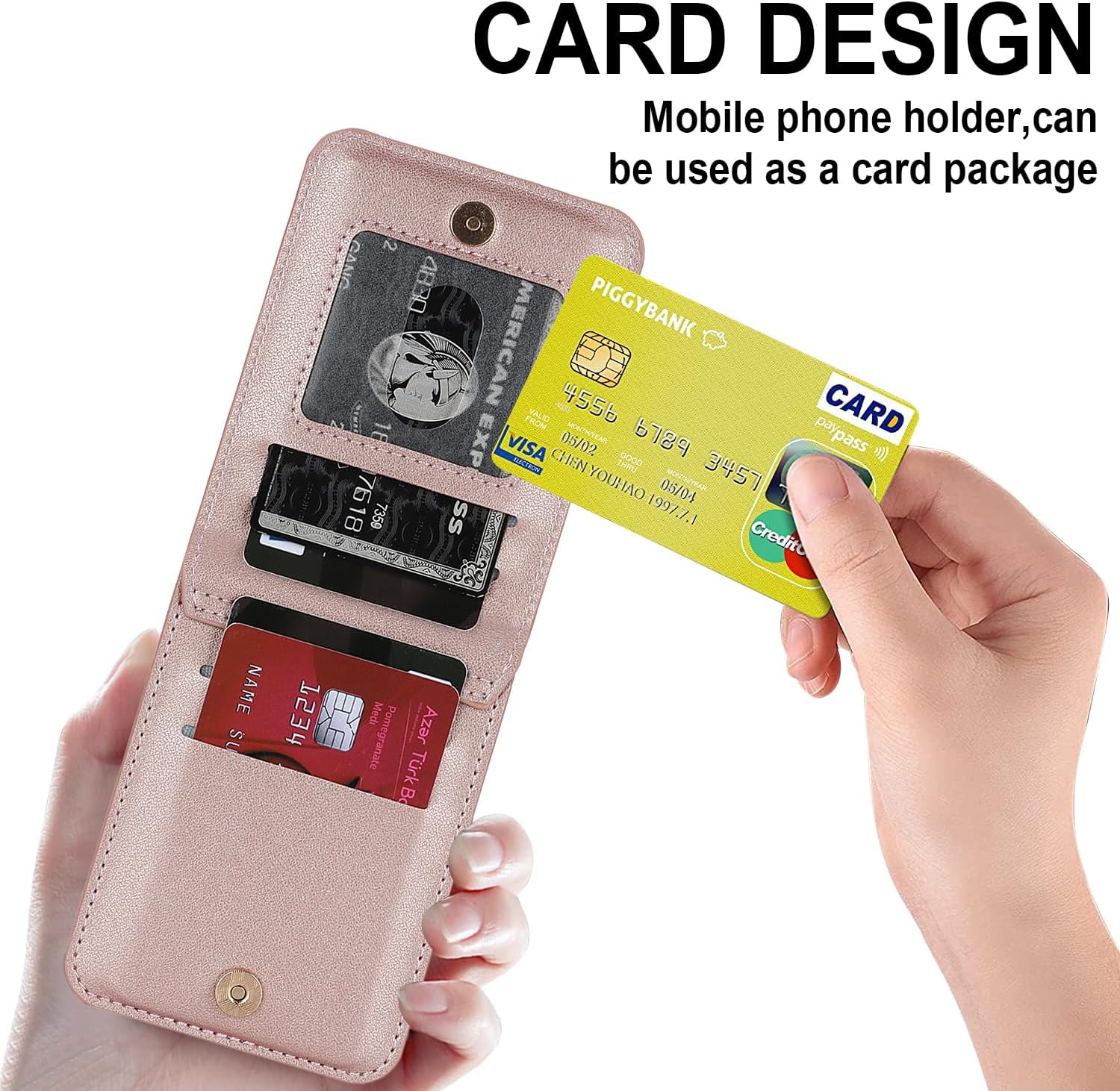 Case for Samsung Galaxy Z Flip 7 Stand Stylish Flip,PU Leather Case,Wallet case with Zip,Card Slot,Cash Compartment,Screen Protector,Phone Cover for Galaxy Z Flip 7(Rose Gold)